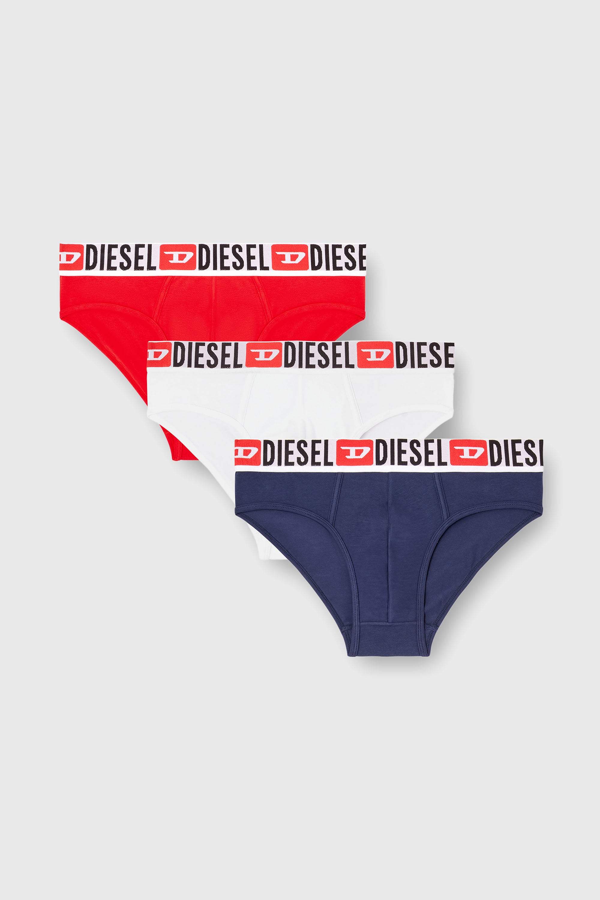 Diesel - UMBR-ANDRETHREEPACK, Herren Einfarbige Briefs im Dreierpack in Blau/Rot - 2