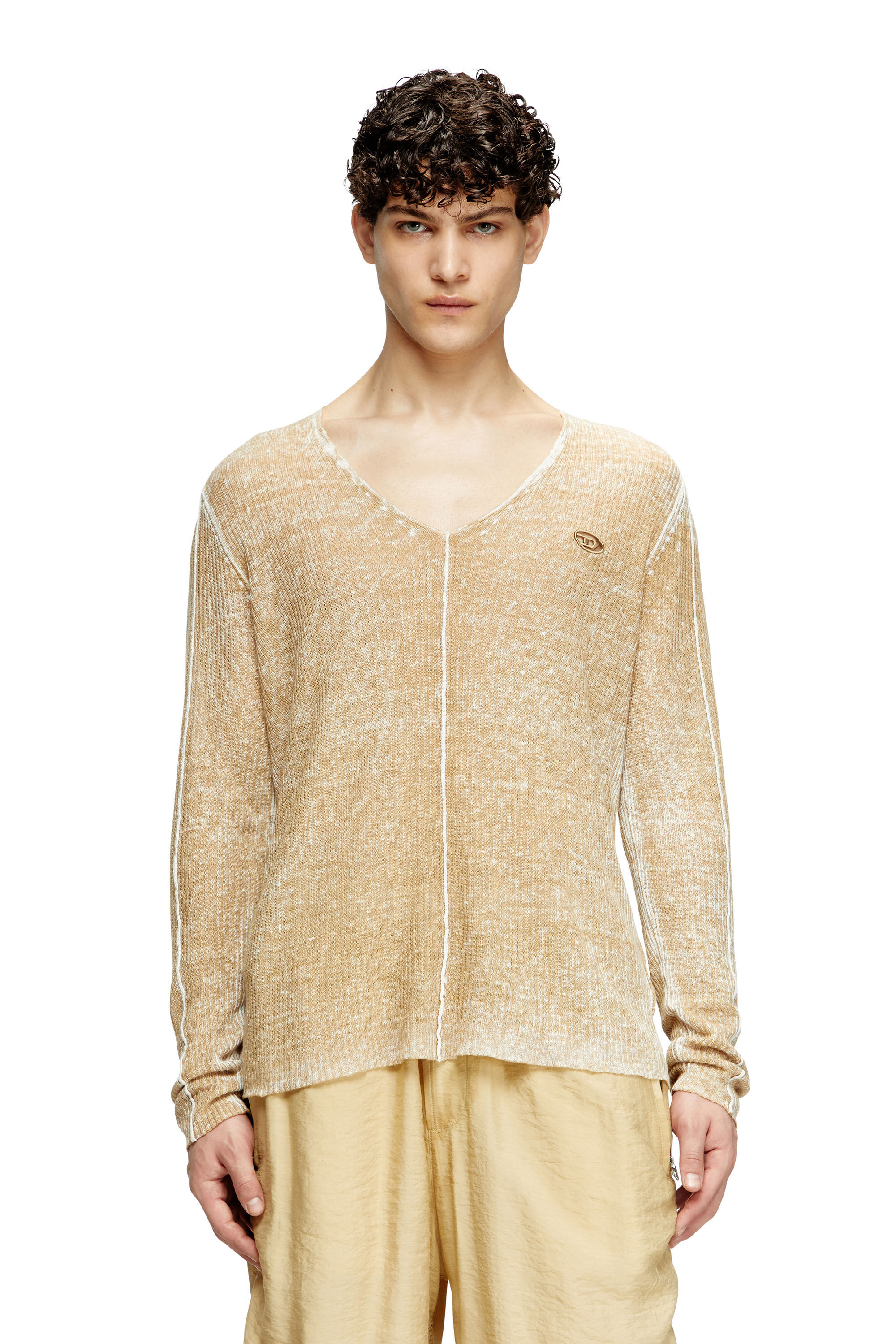 Diesel - K-ROBBEL, Maglia con stampa inside-out Uomo in Beige - 3