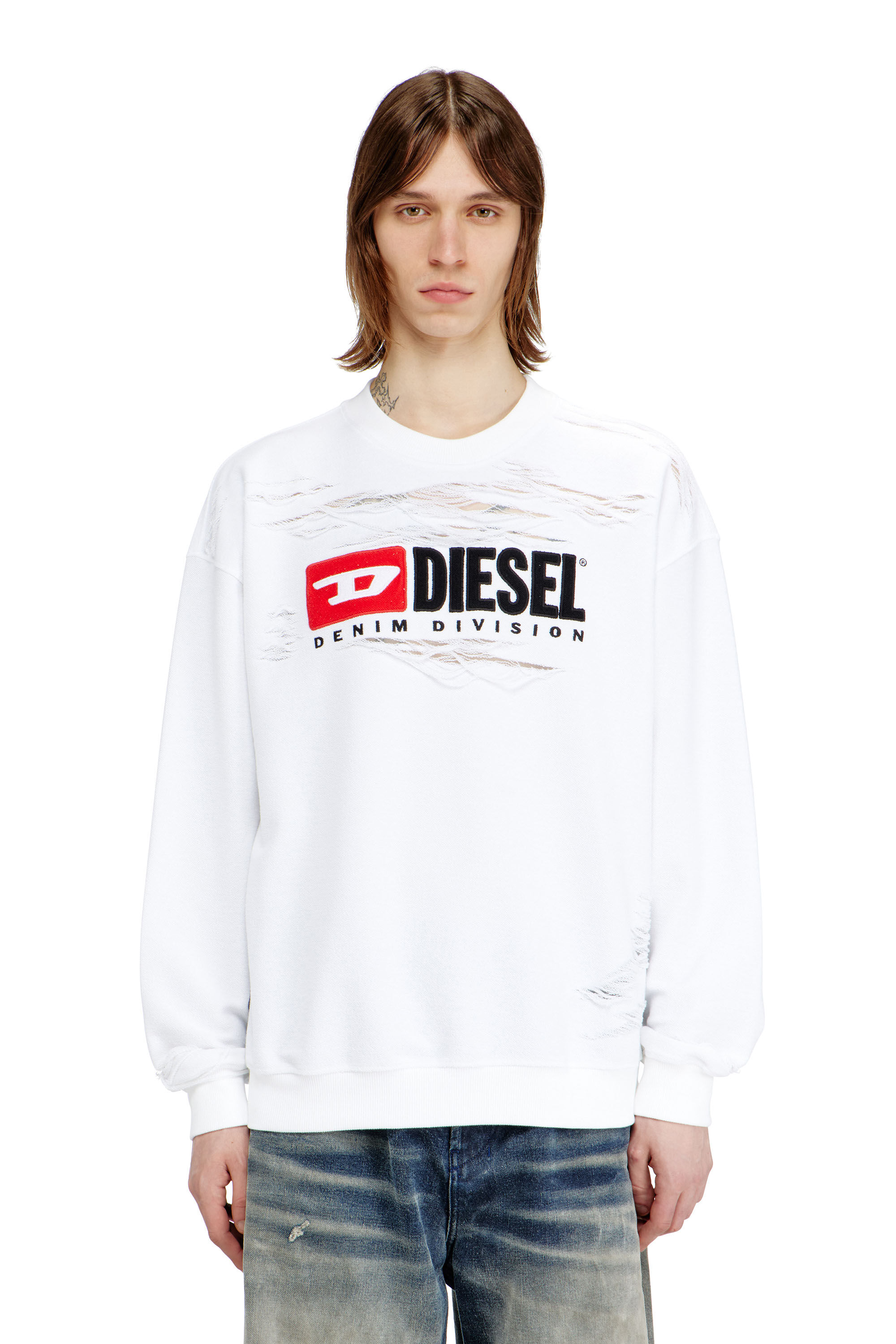 Diesel - S-BOXT-V1, Sweat-shirt avec fils flottants d&eacute;vor&eacute;s Homme in ToBeDefined - 3