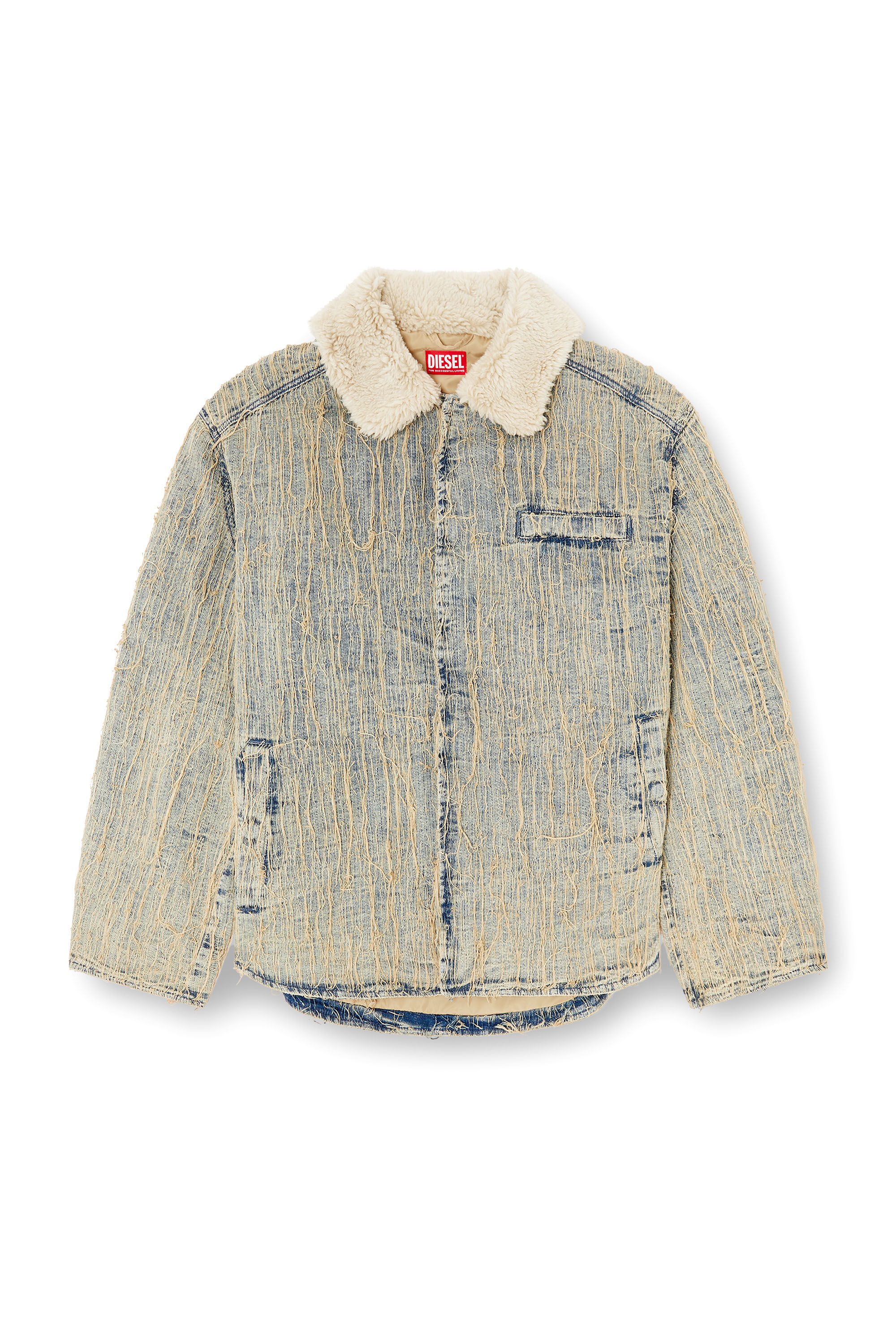 Diesel - D-IVAR-S, Giacca in denim jacquard e fili fluttuanti Uomo in Blu - 2