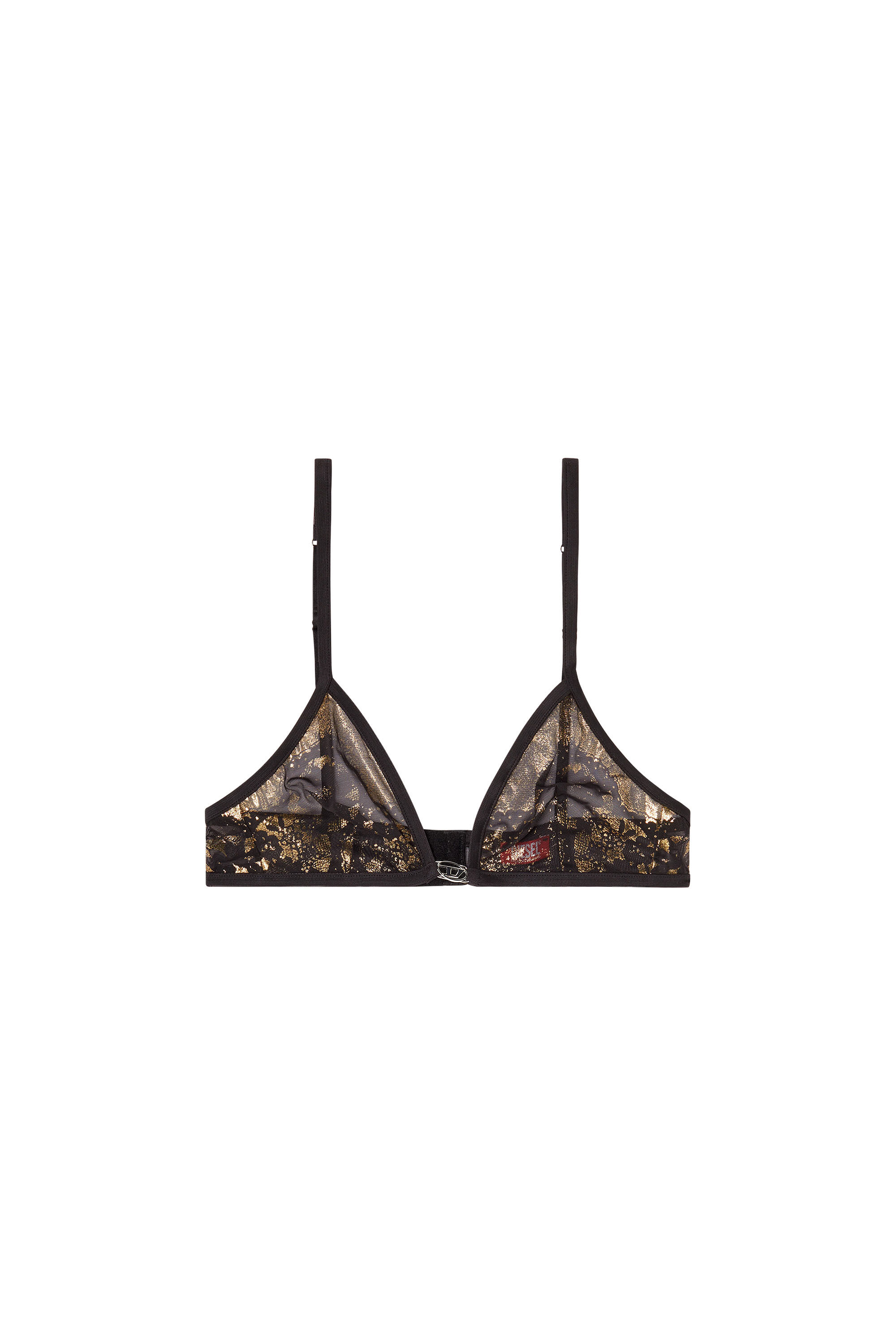 Diesel - LUNA-GFT, Soutien-gorge triangle en tulle stretch &agrave; effet m&eacute;tallis&eacute; Femme in Noir - 2