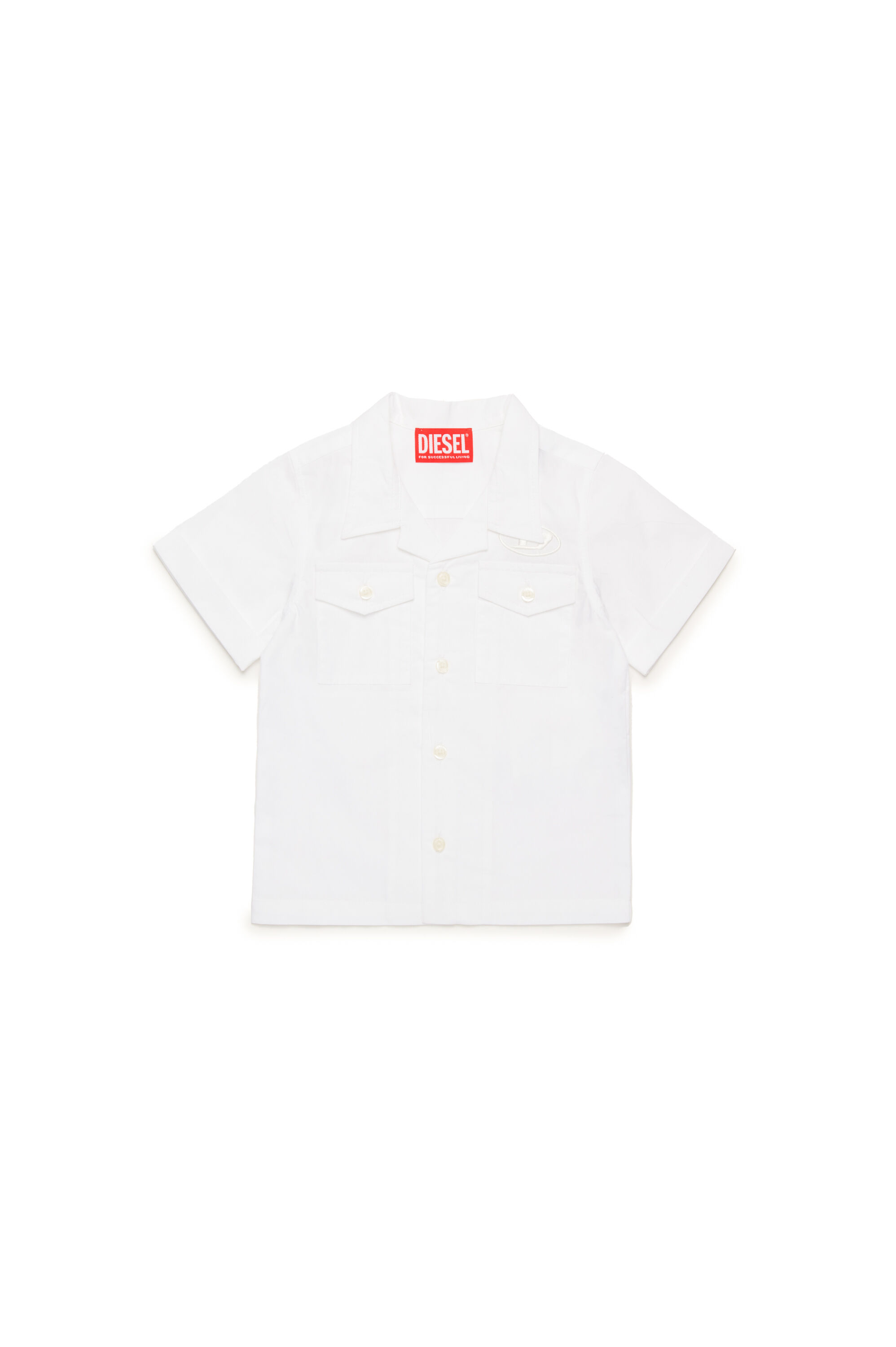 Diesel - CSMAC22B, Camicia bowling con ricamo Oval D Uomo in Bianco - 1