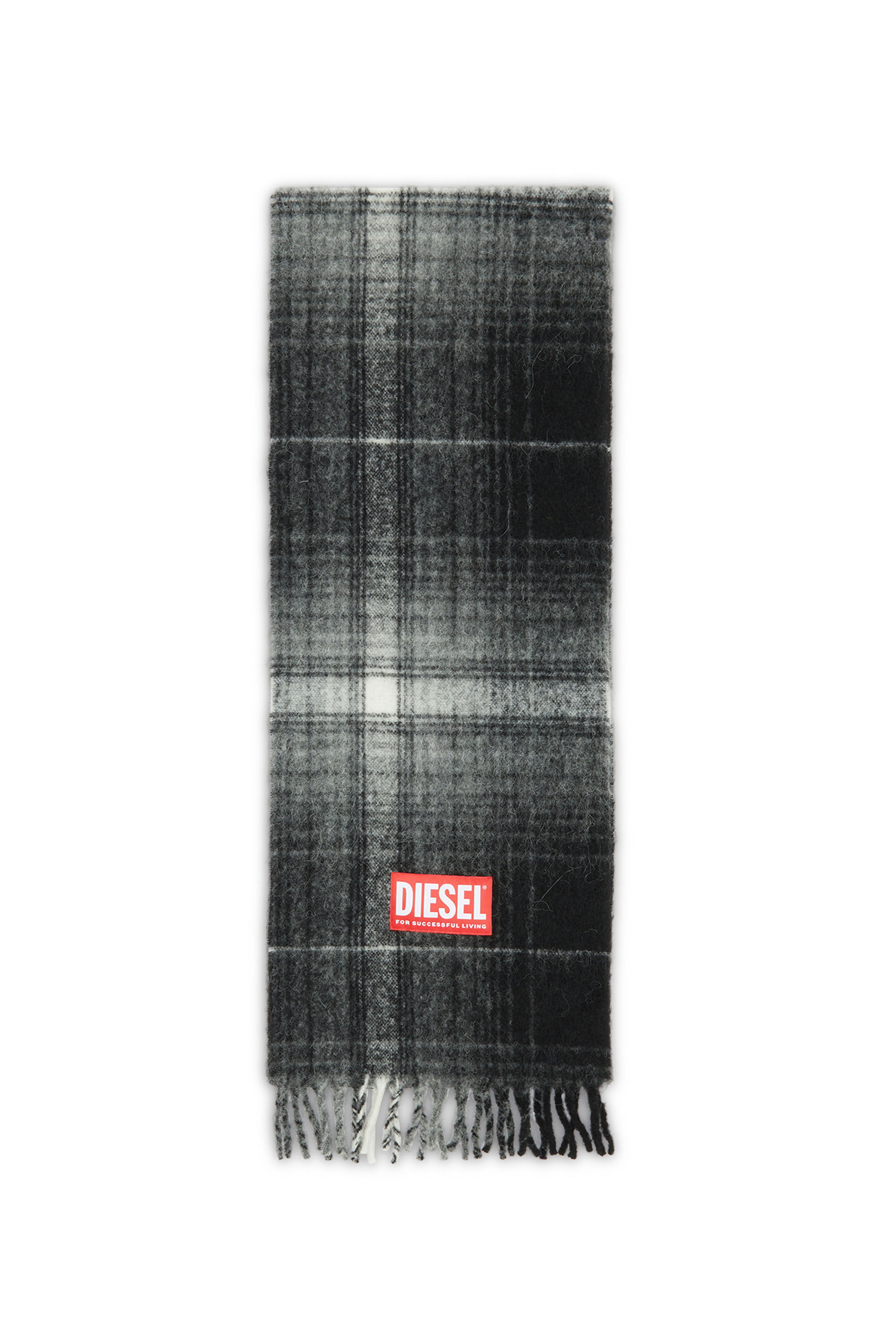 Diesel - S-BESTRO, Homme Écharpe à carreaux en laine et alpaga in Noir - Image 1