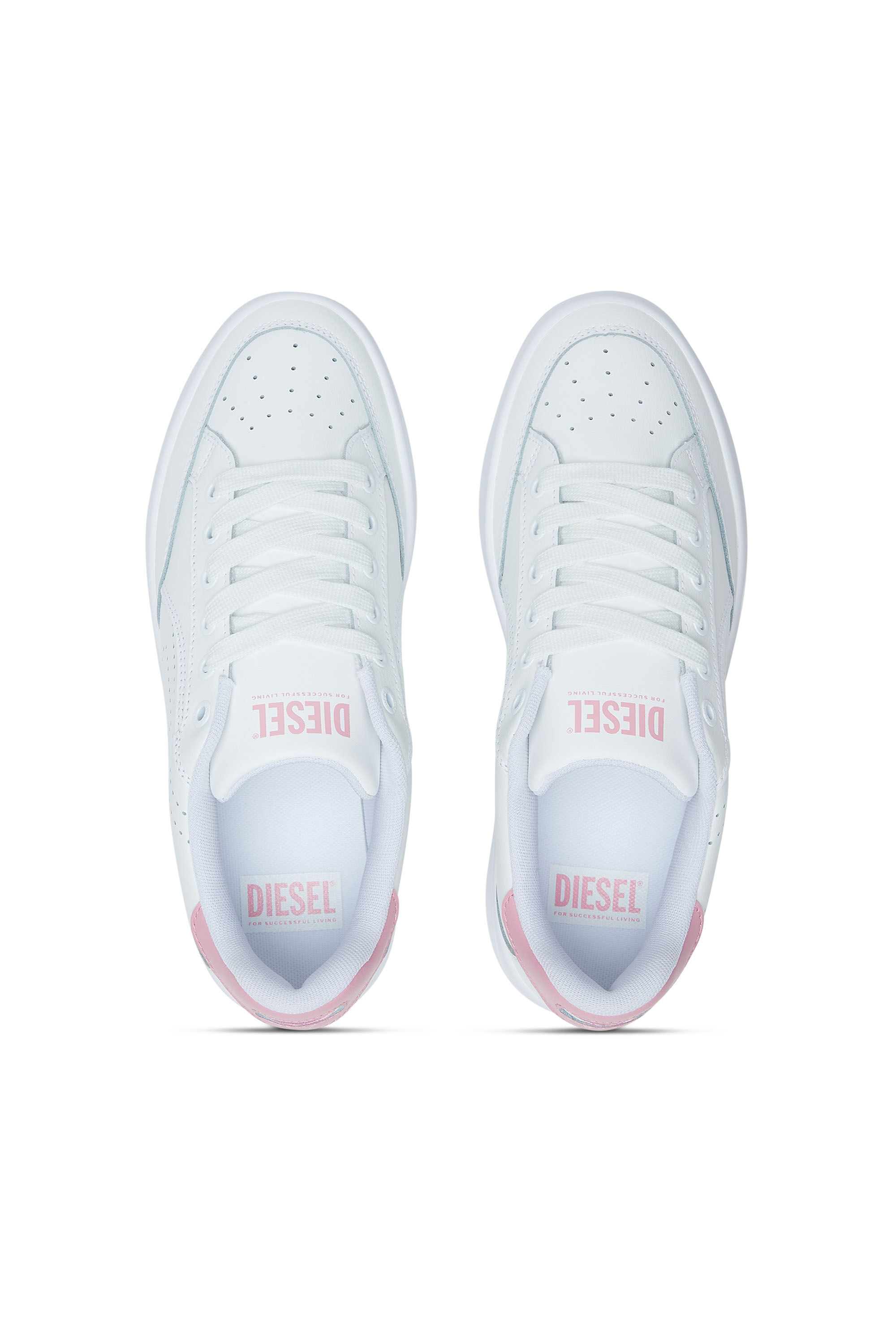 Diesel - S-DAKOTA LOW W, Damen S-Dakota-Sneakers aus Leder mit perforiertem Logo in Weiss/Rosa - 4