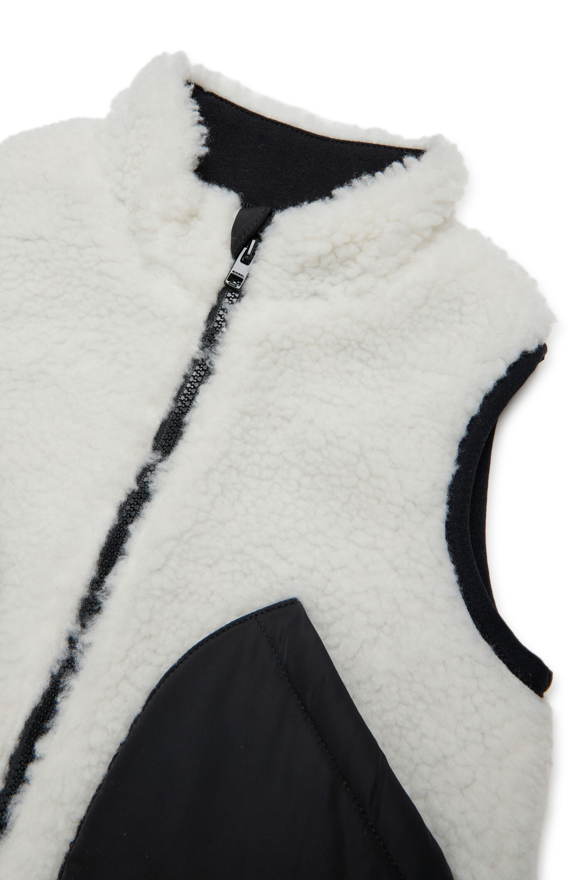 Diesel - JSEARB, Herren Colour-block Weste aus Teddyfleece und Nylon in Wei&szlig; - 3