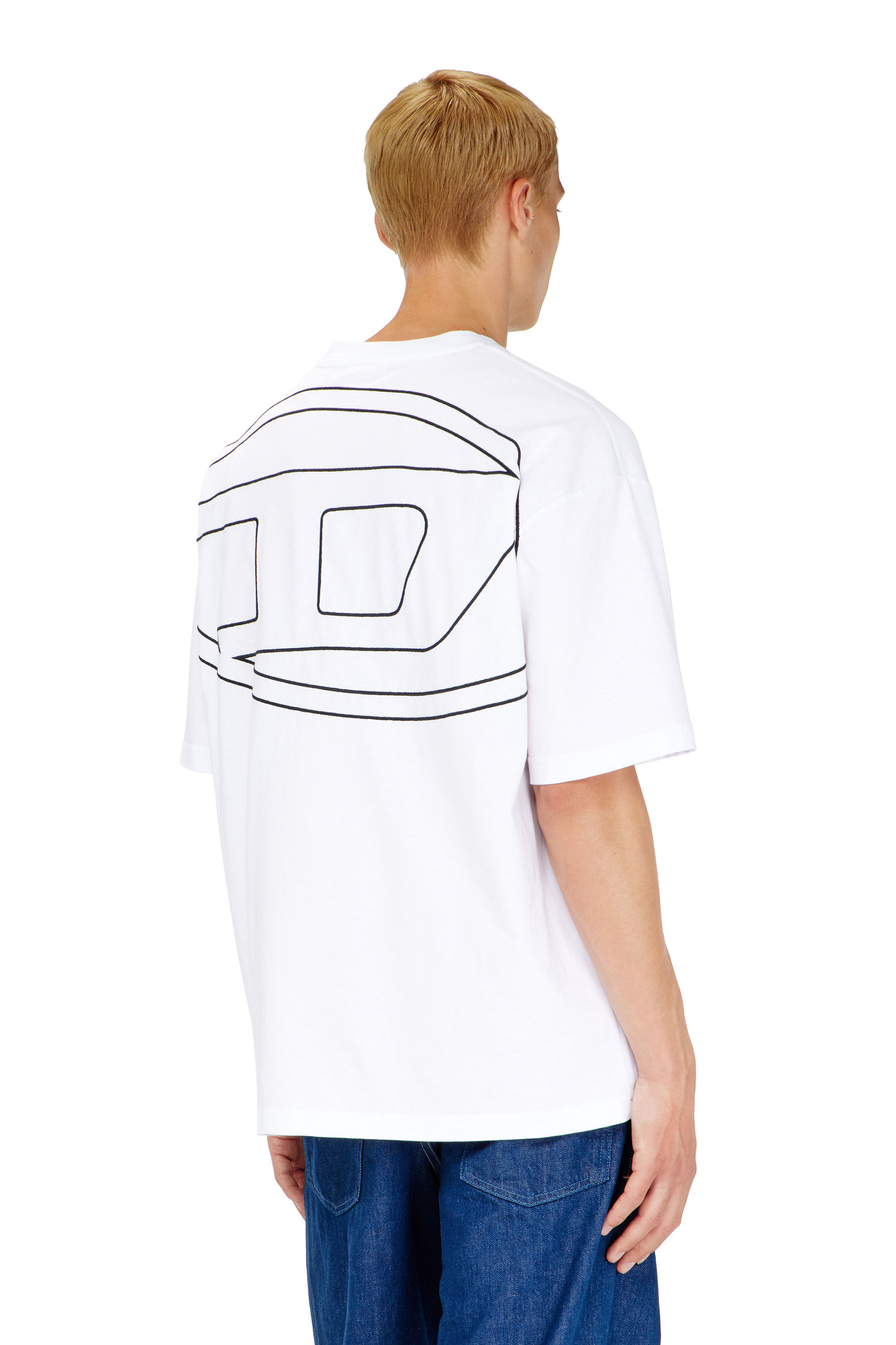 Diesel - T-BOGGY-MEGOVAL-D, T-shirt con maxi-ricamo oval D Uomo in Bianco - 4