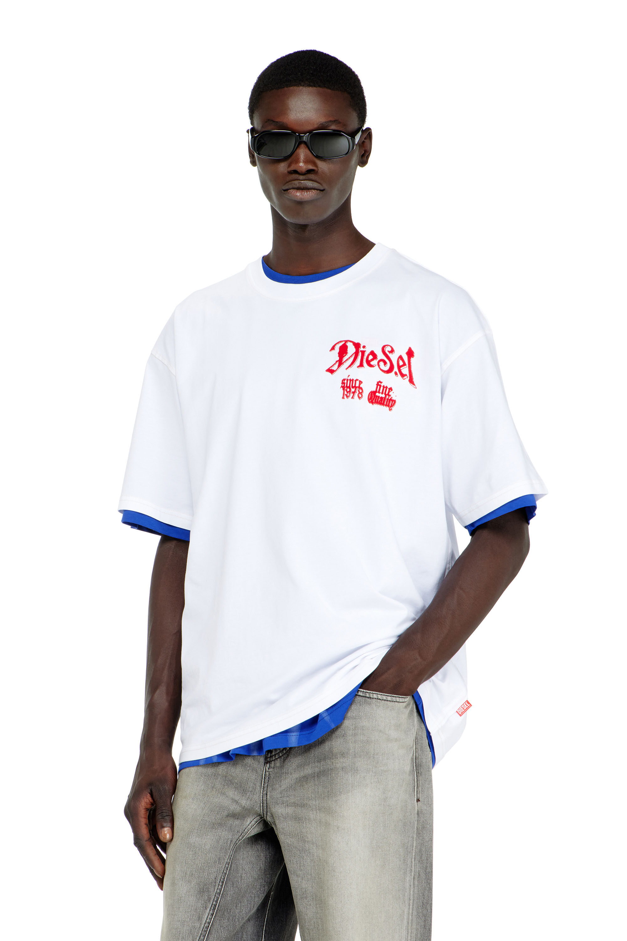 Diesel - T-BOXT-AA2, T-shirt in cotone con grafica in flock Uomo in ToBeDefined - 3