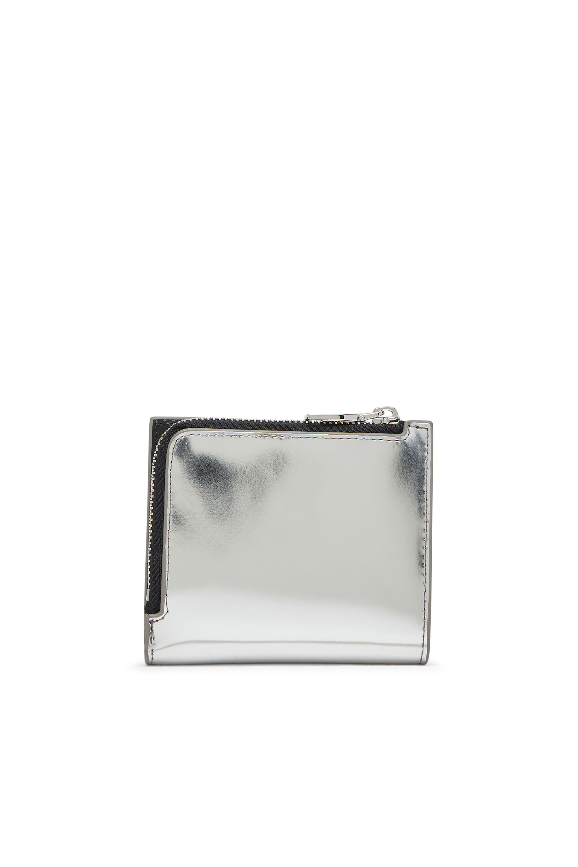 Diesel - 1DR BI FOLD ZIP L, Portacarte a libro in pelle specchiata Donna in Argento - 2