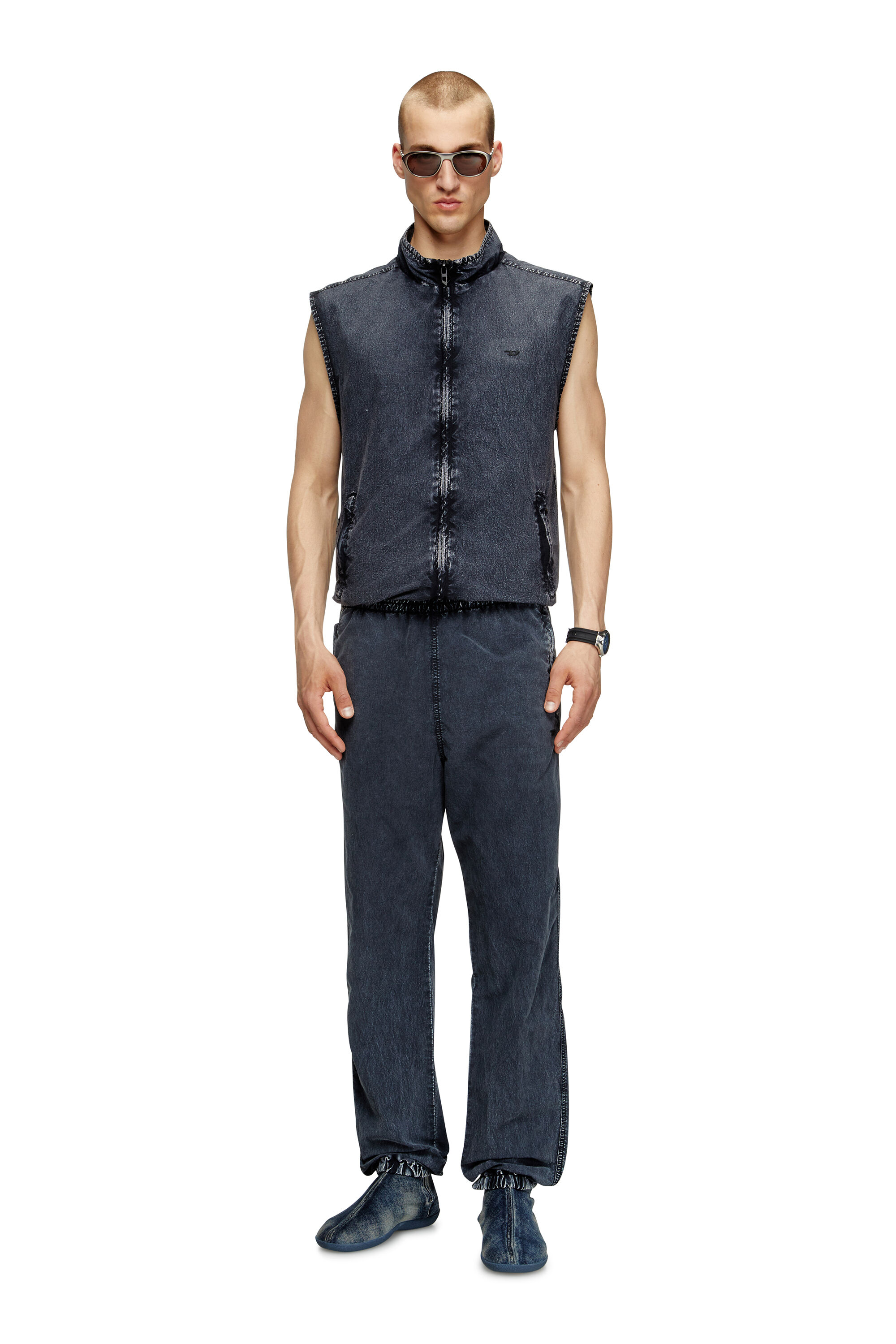 Diesel - J-ERB, Herren Weste aus recyceltem Nylon-Taslan in Dunkelblau - 1