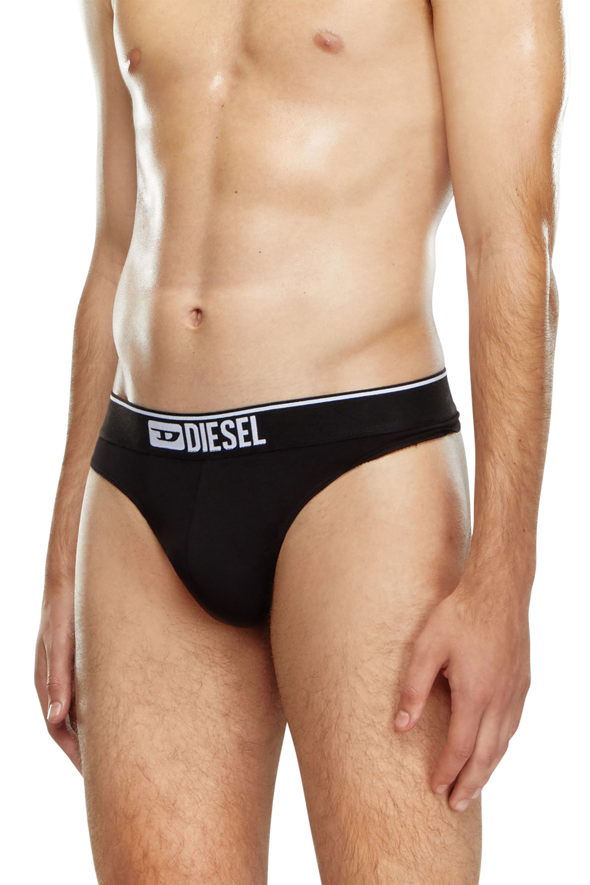 Diesel - UMBR-STRINGTHREEPACK, Herren Tangas im Dreierpack mit Logo-Bund in Schwarz - 3