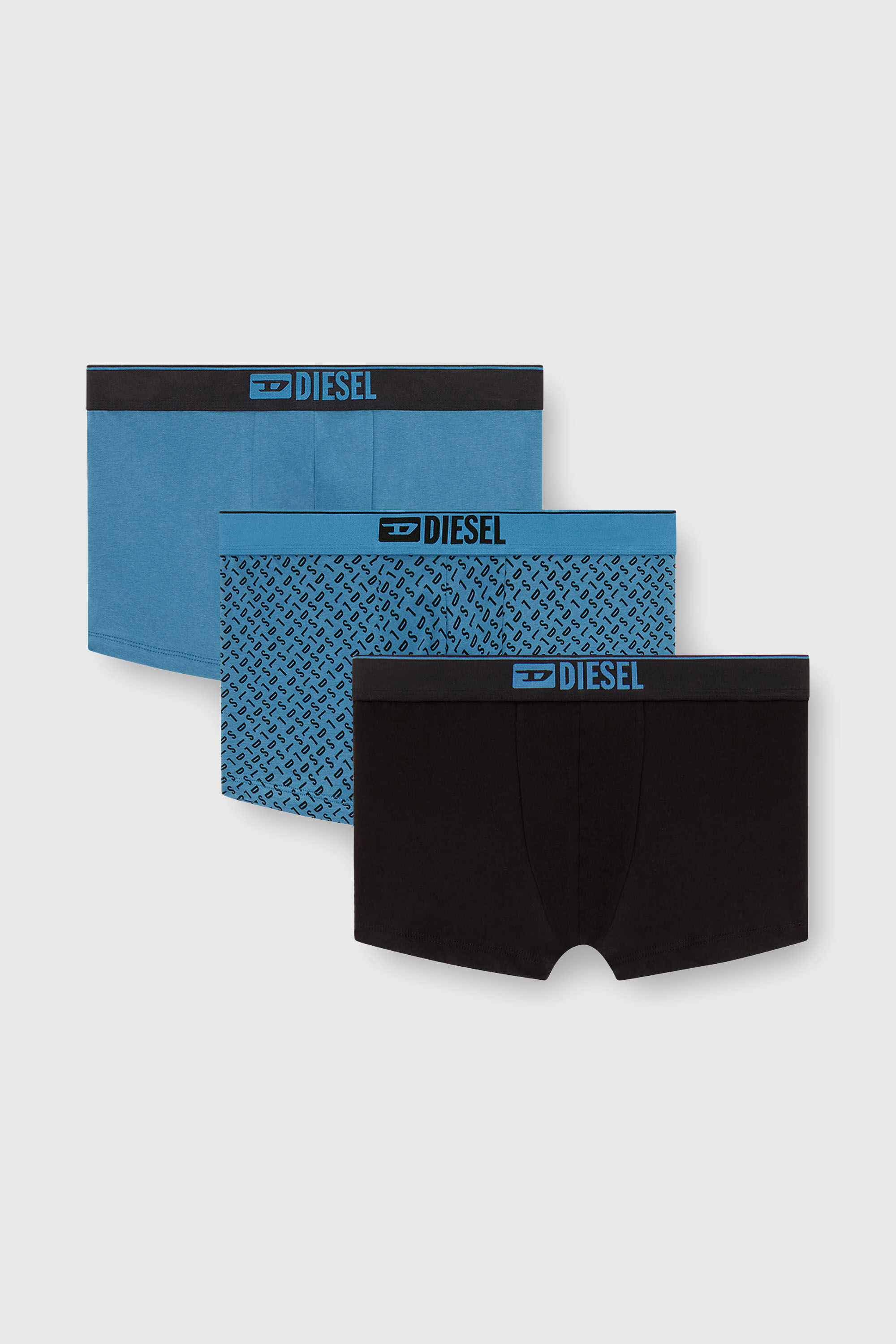 Diesel - DAMIEN-D-BOX-3PACK, Herren Dreierpack Stretch-Baumwoll-Trunks mit monogram in Blau - 2