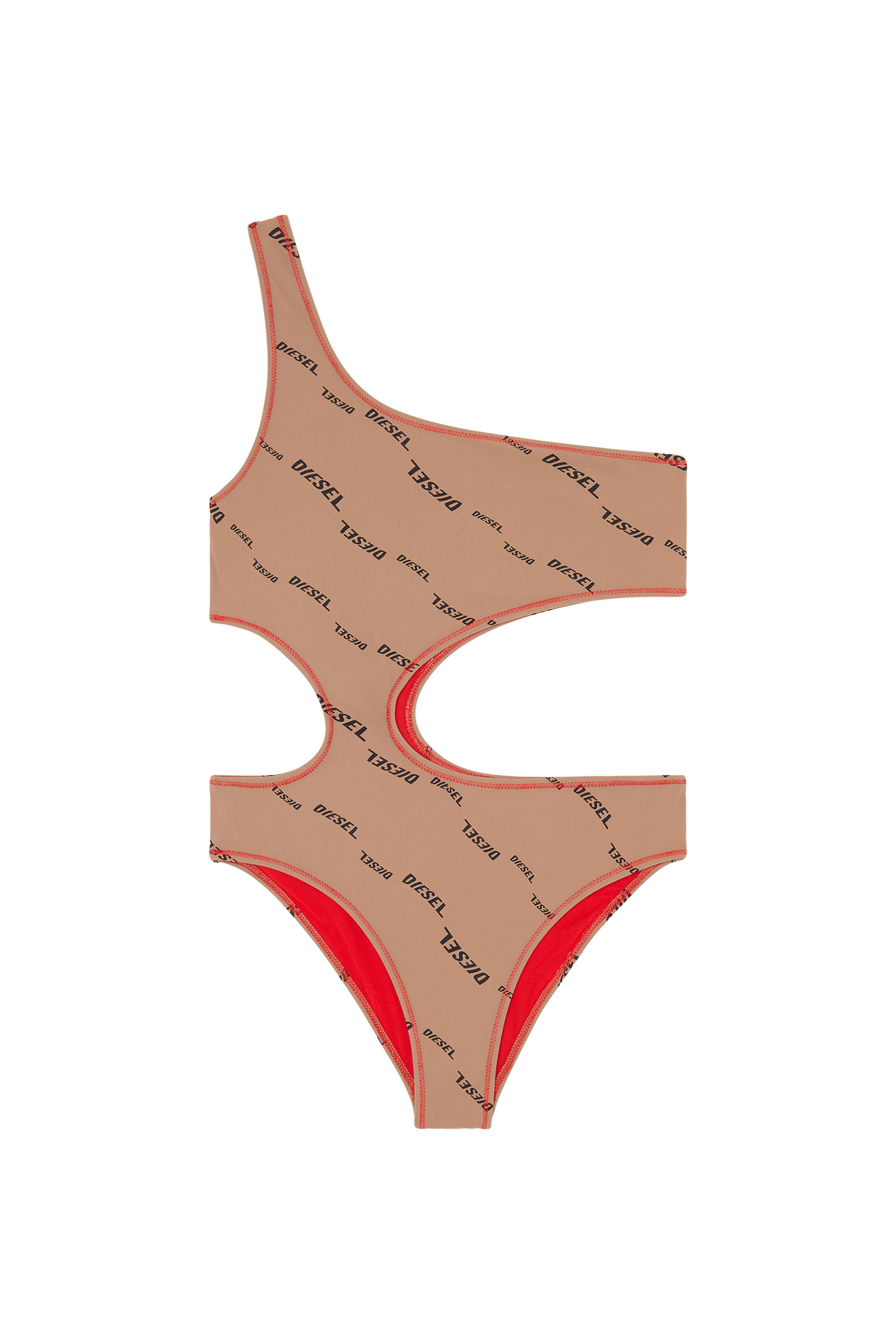Diesel - BFSW-ROWANDA, Costume da bagno nude con logo stampato Donna in Marrone - 1