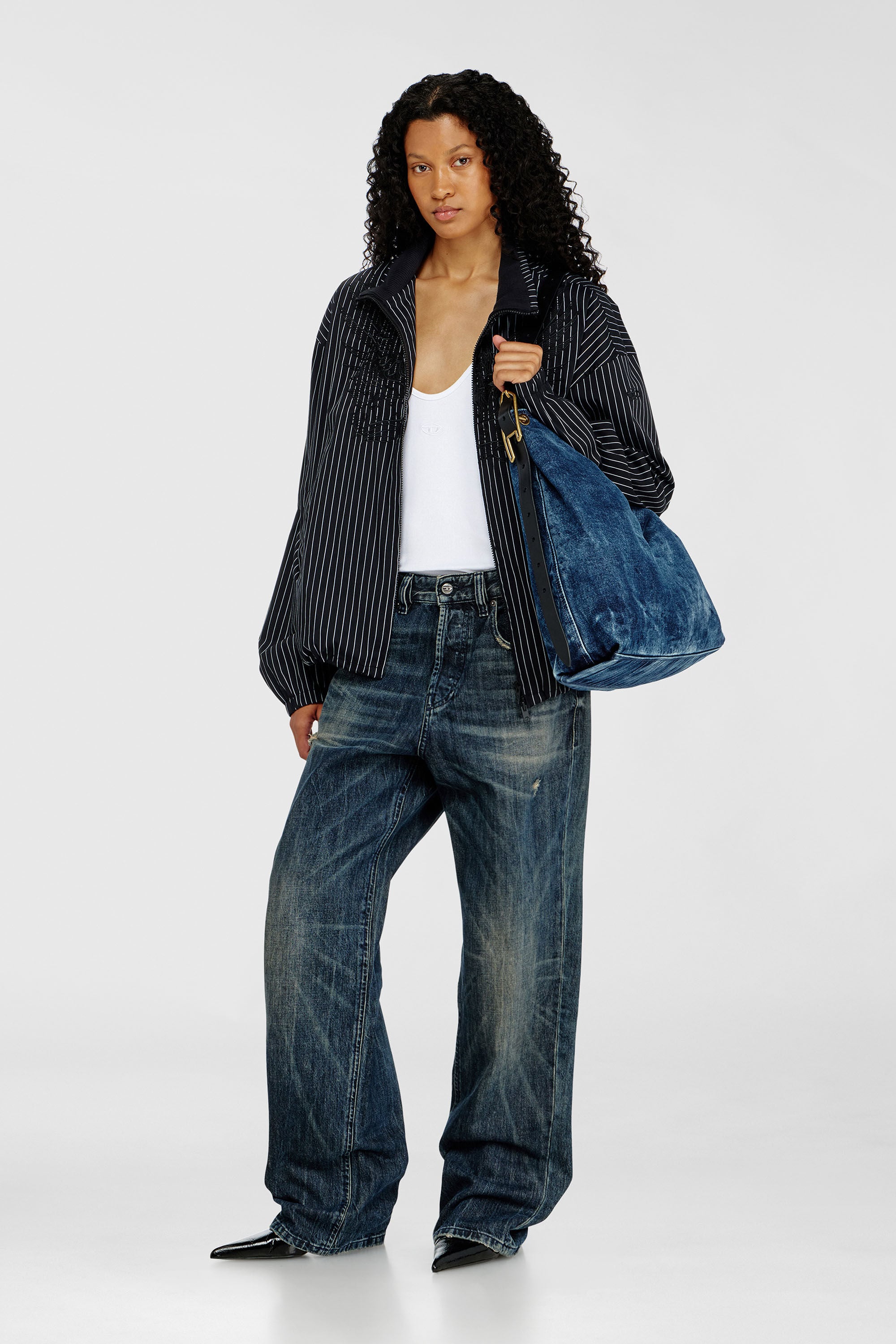 Diesel - D-LINE HOBO L, D-Line-Borsa hobo in denim Donna in Blu - 1
