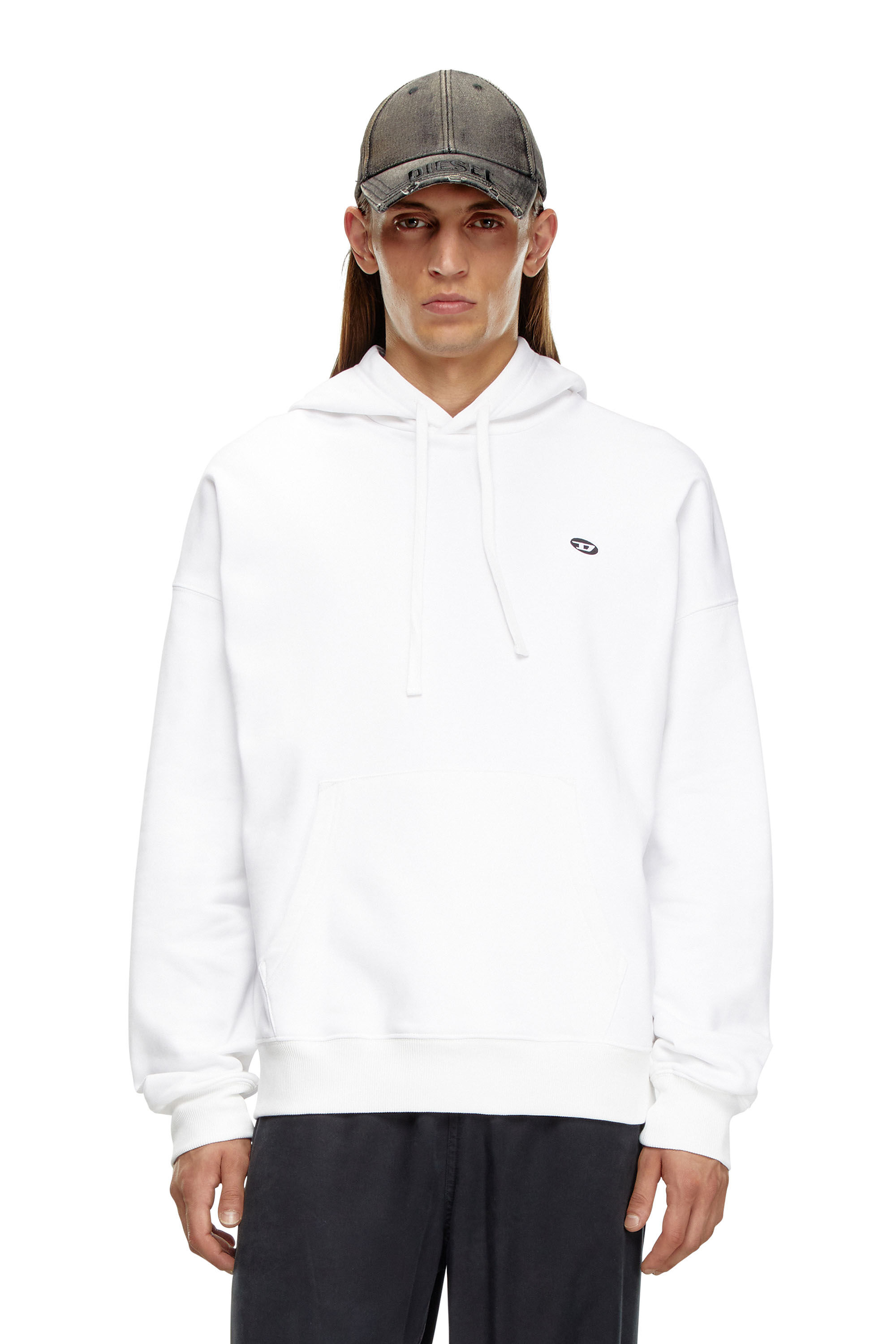 Diesel - S-ROB-HOOD-DOVAL-PJ, Homme Sweat-shirt à capuche avec empiècement oval D in Blanc - Image 3