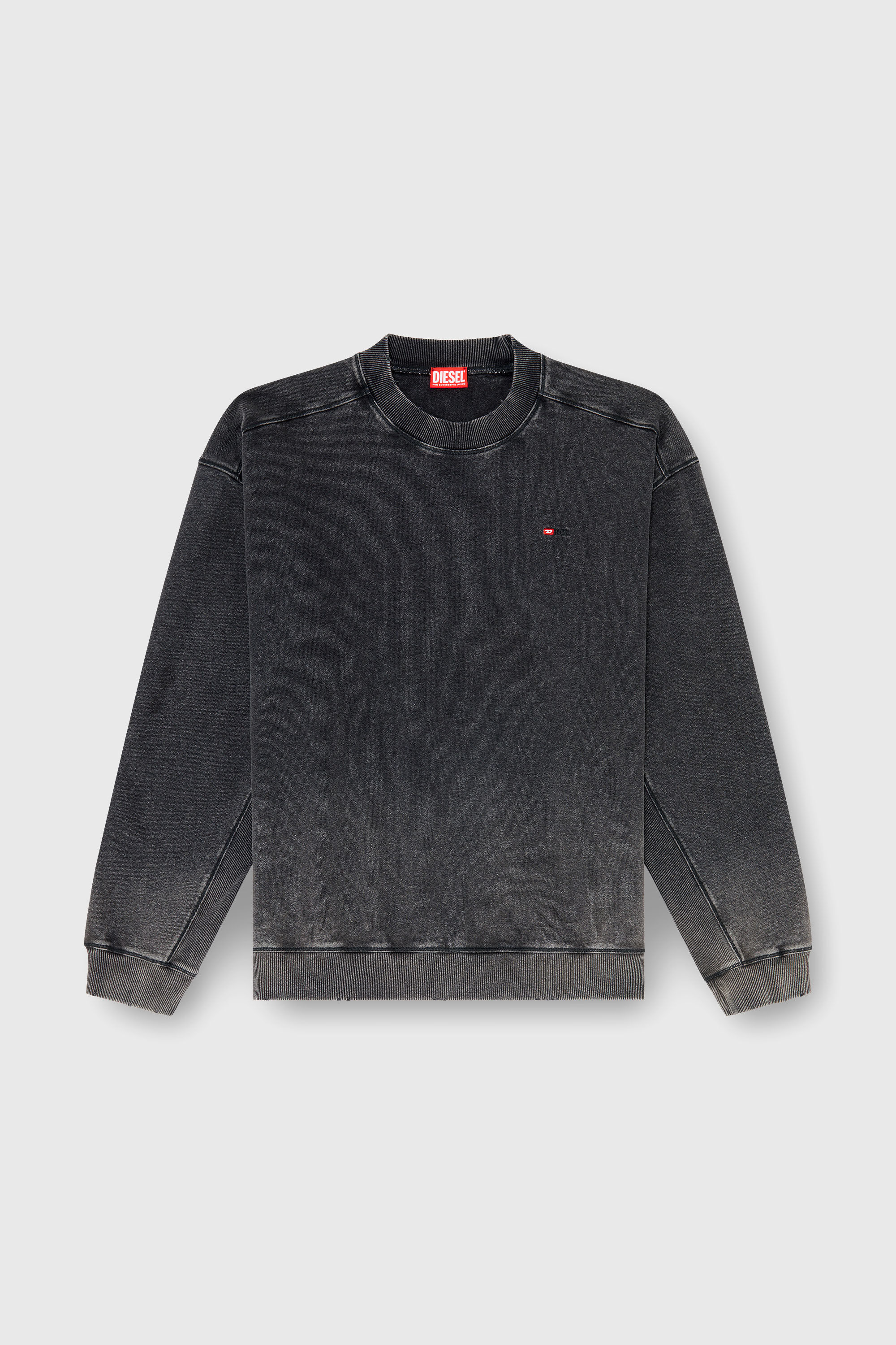 Diesel - S-CROX, Herren Sweatshirt aus Baumwolle mit verwaschenem Effekt in Dunkelgrau - 2