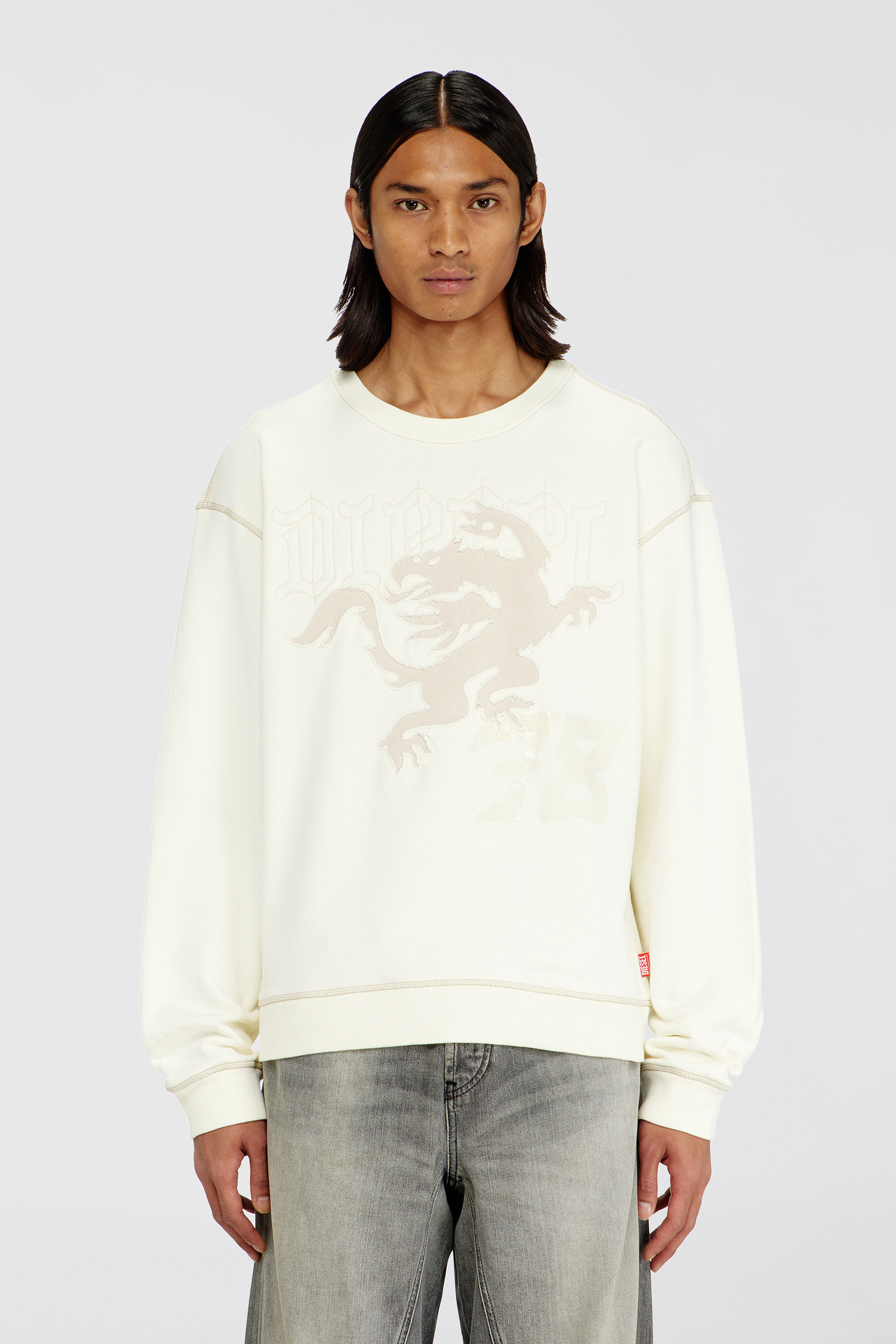 Diesel - S-NORM-AA3, Sweat-shirt avec broderie et imprim&eacute; Homme in Blanc - 3