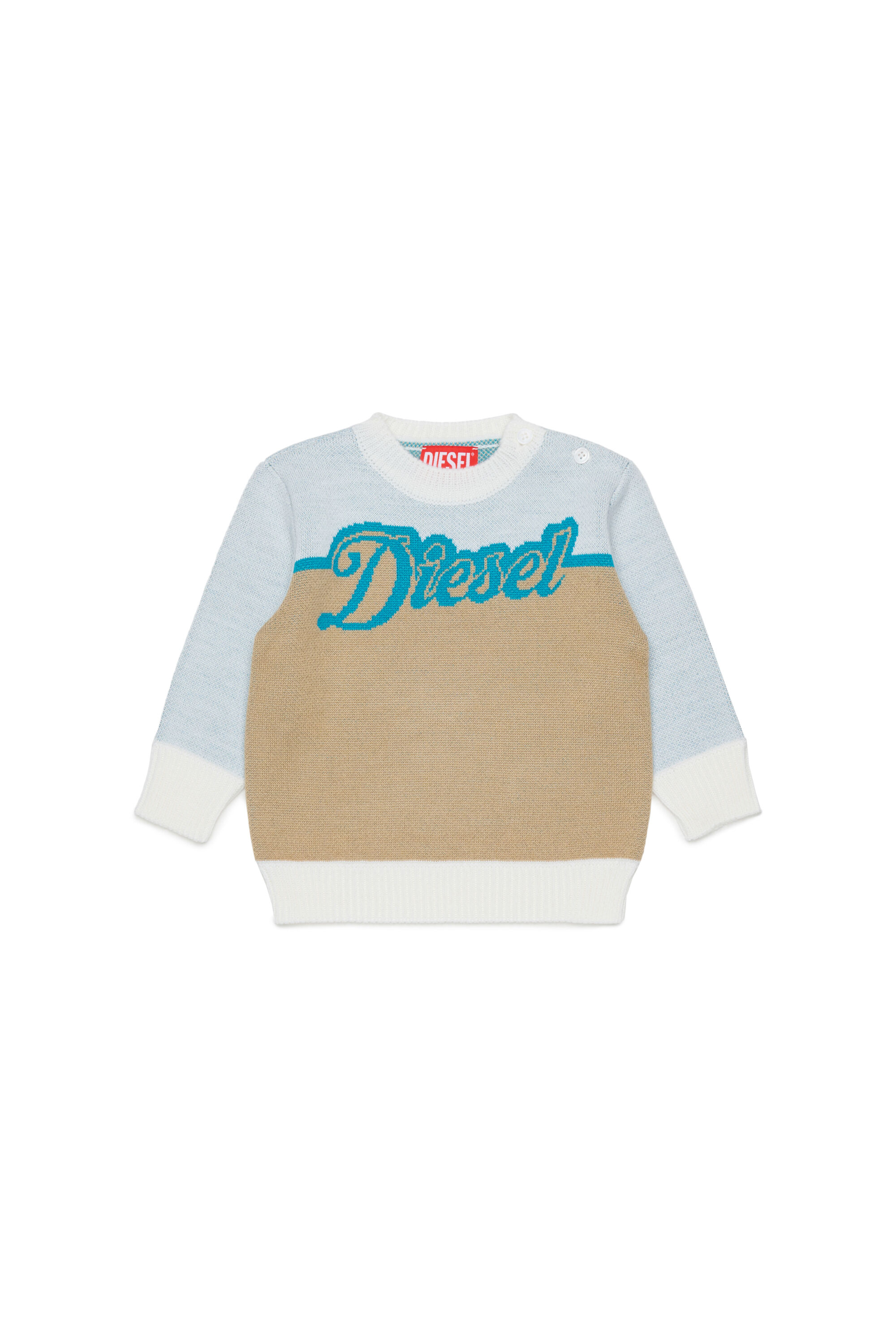 Diesel - KBLOB, Maglione in misto lana con logo Diesel Unisex in Bianco - 1