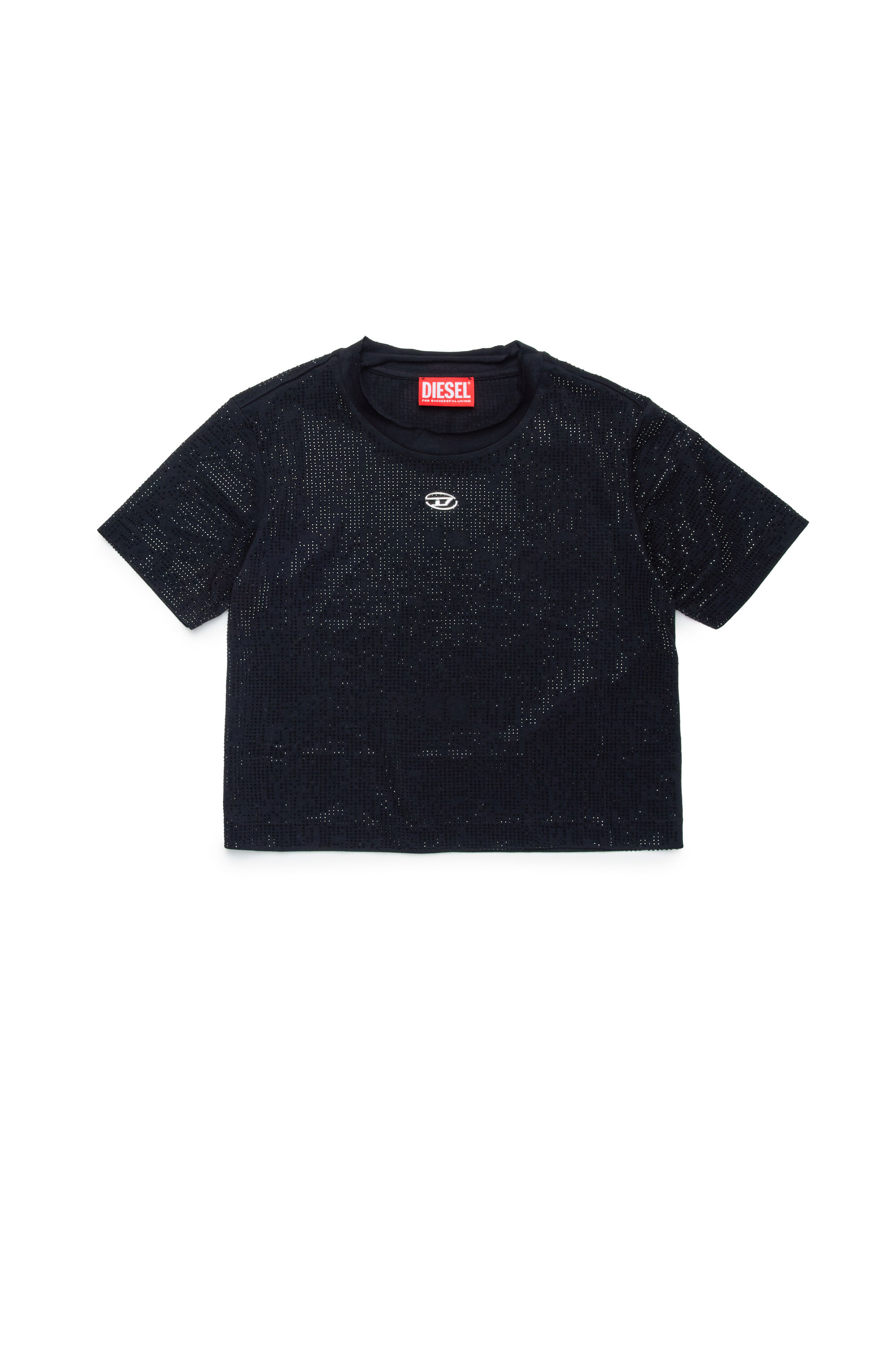 Diesel - TYFRY, Femme T-shirt en coton avec micro-strass in Noir - Image 1
