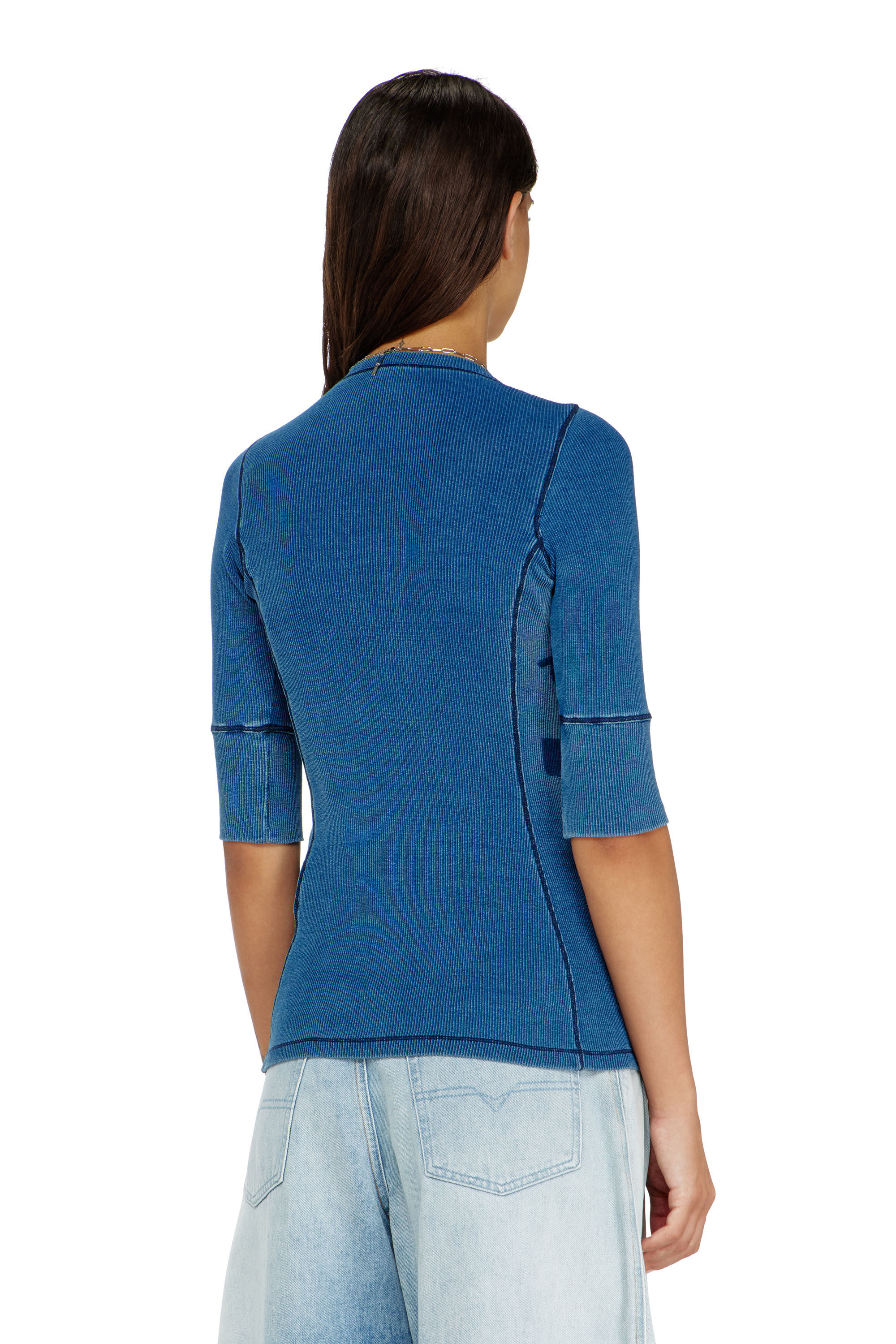 Diesel - T-EREME, Top henley con effetti shadow-patch Donna in ToBeDefined - 4