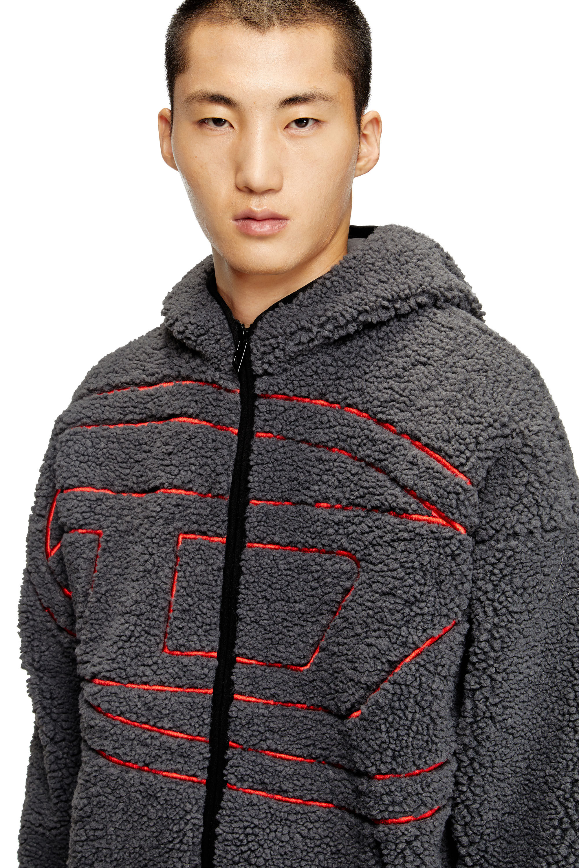 Diesel - S-ZAT, Veste à capuche en peluche Homme in Gris - 5