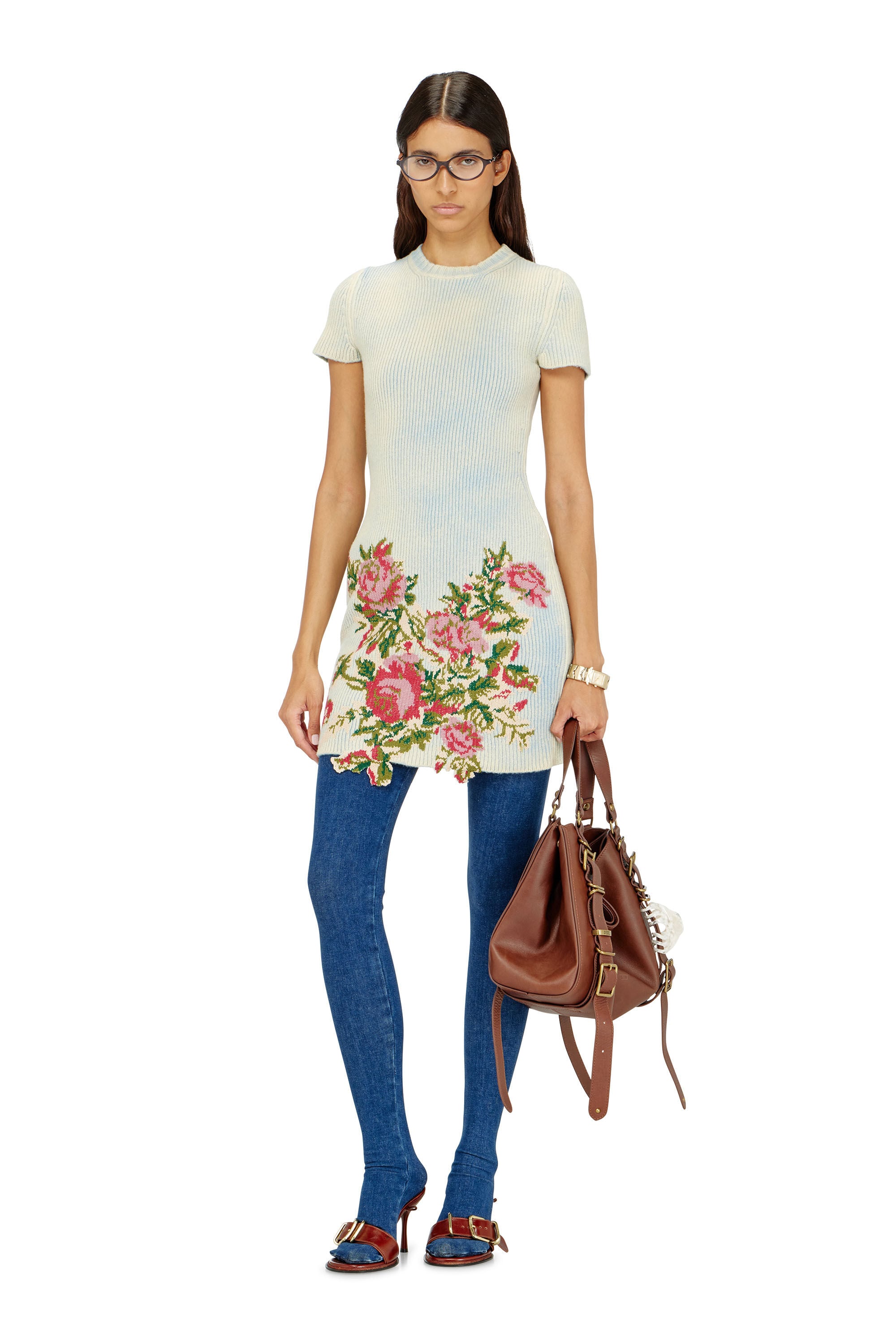 Diesel - M-RINNIE, Abito corto in maglia misto lana a fiori Donna in ToBeDefined - 1