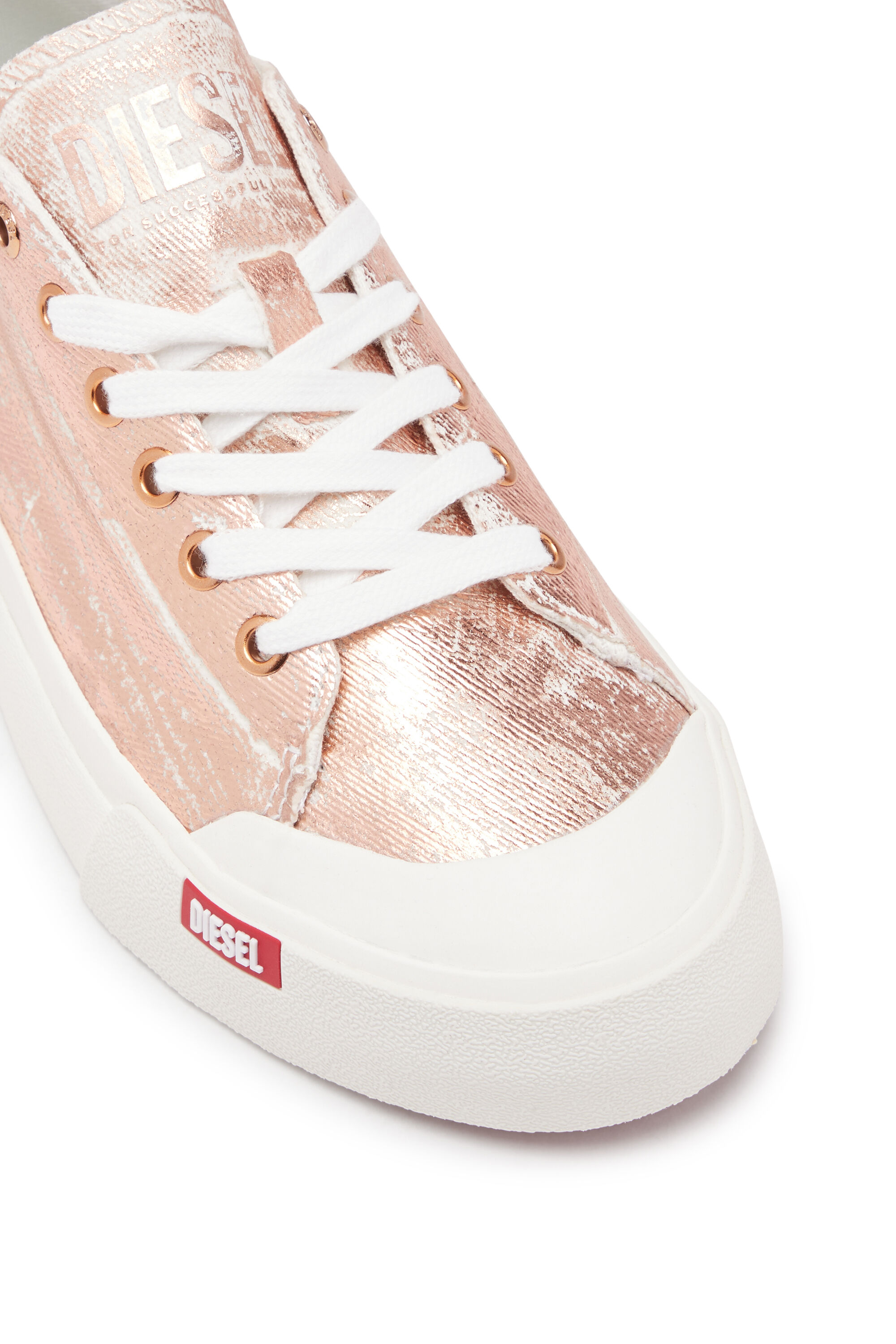 Diesel - S-ATHOS LOW W, Donna S-Athos Low-Sneaker in canvas metallizzato distressed in Rosa - Image 6