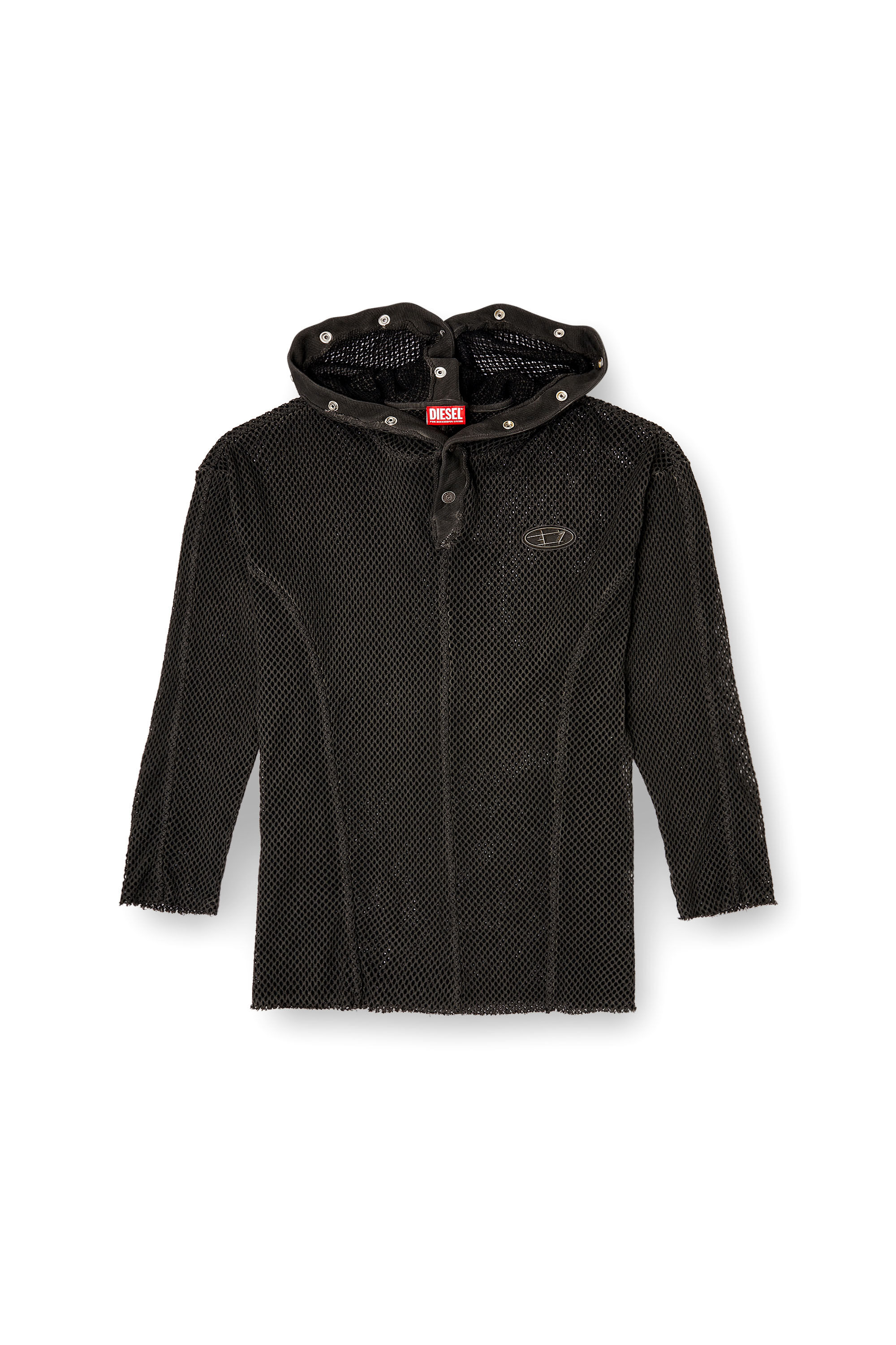 Diesel - S-THUG-FISHNET, Hoodie in rete con chiusura totale Unisex in Nero - 2