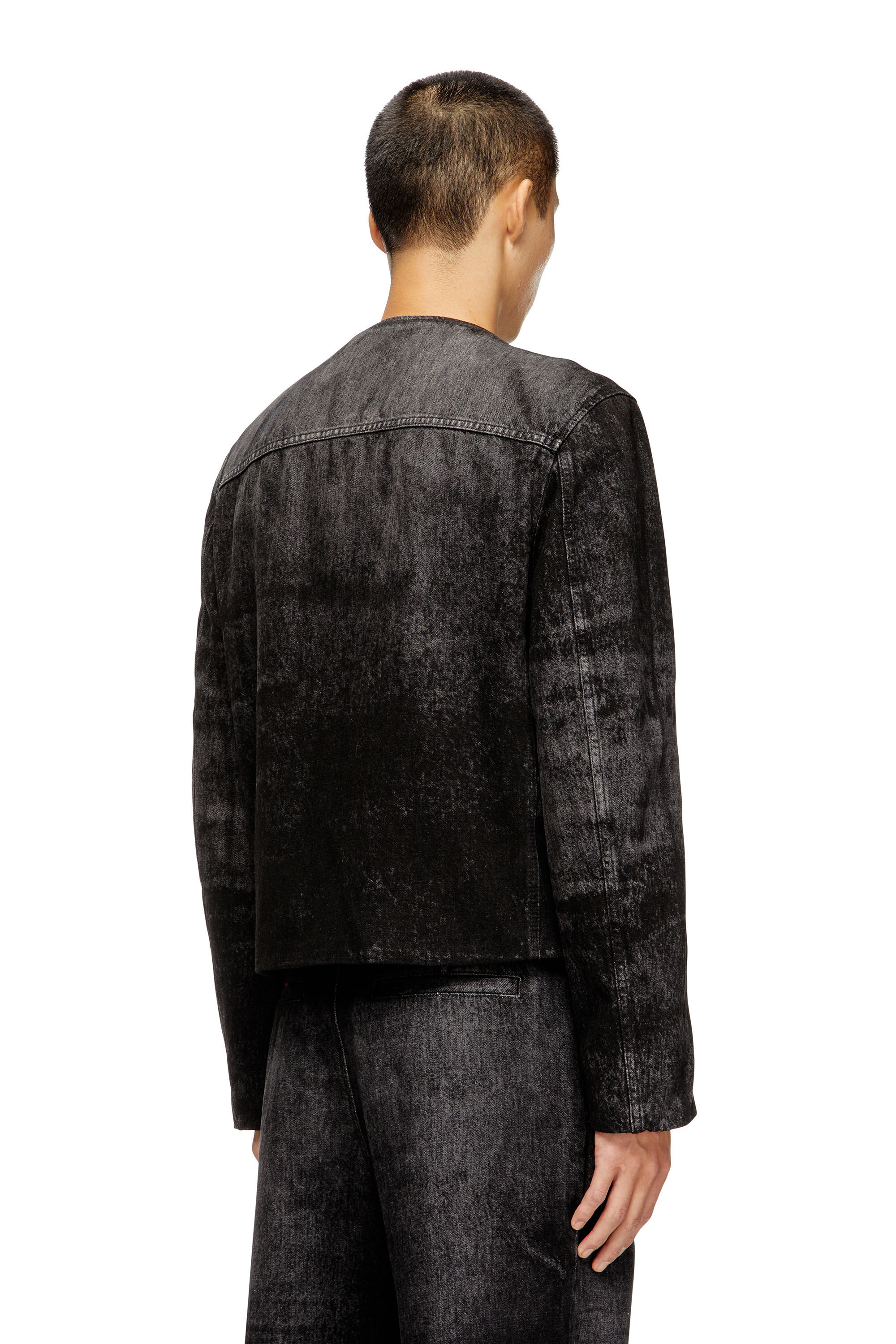 Diesel - D-ABERDEEN-FSH2, Herren Jacke aus gelaserte Baumwolle-Hanf-Denim in Schwarz/Dunkelgrau - 4