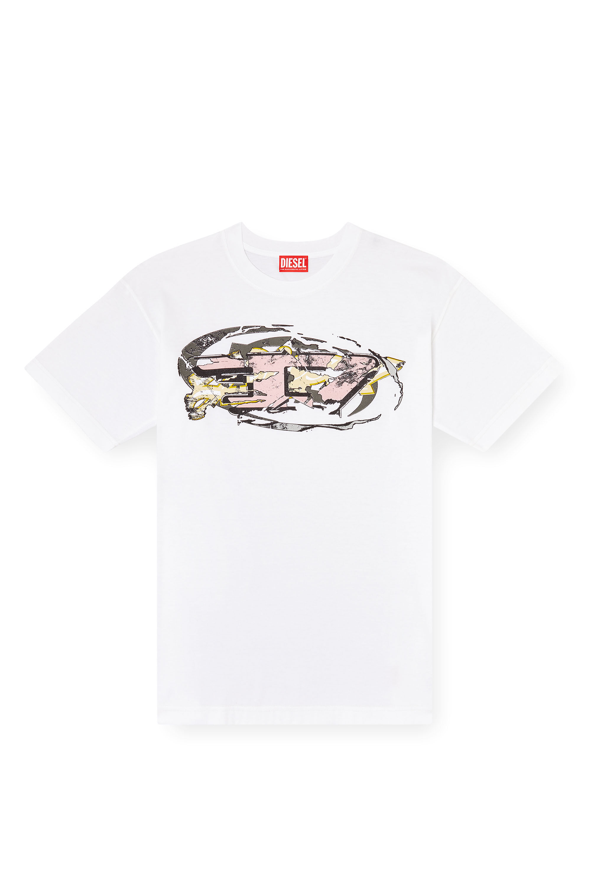 Diesel - T-NORM-T11, T-shirt con logo Oval D Uomo in Bianco - 2