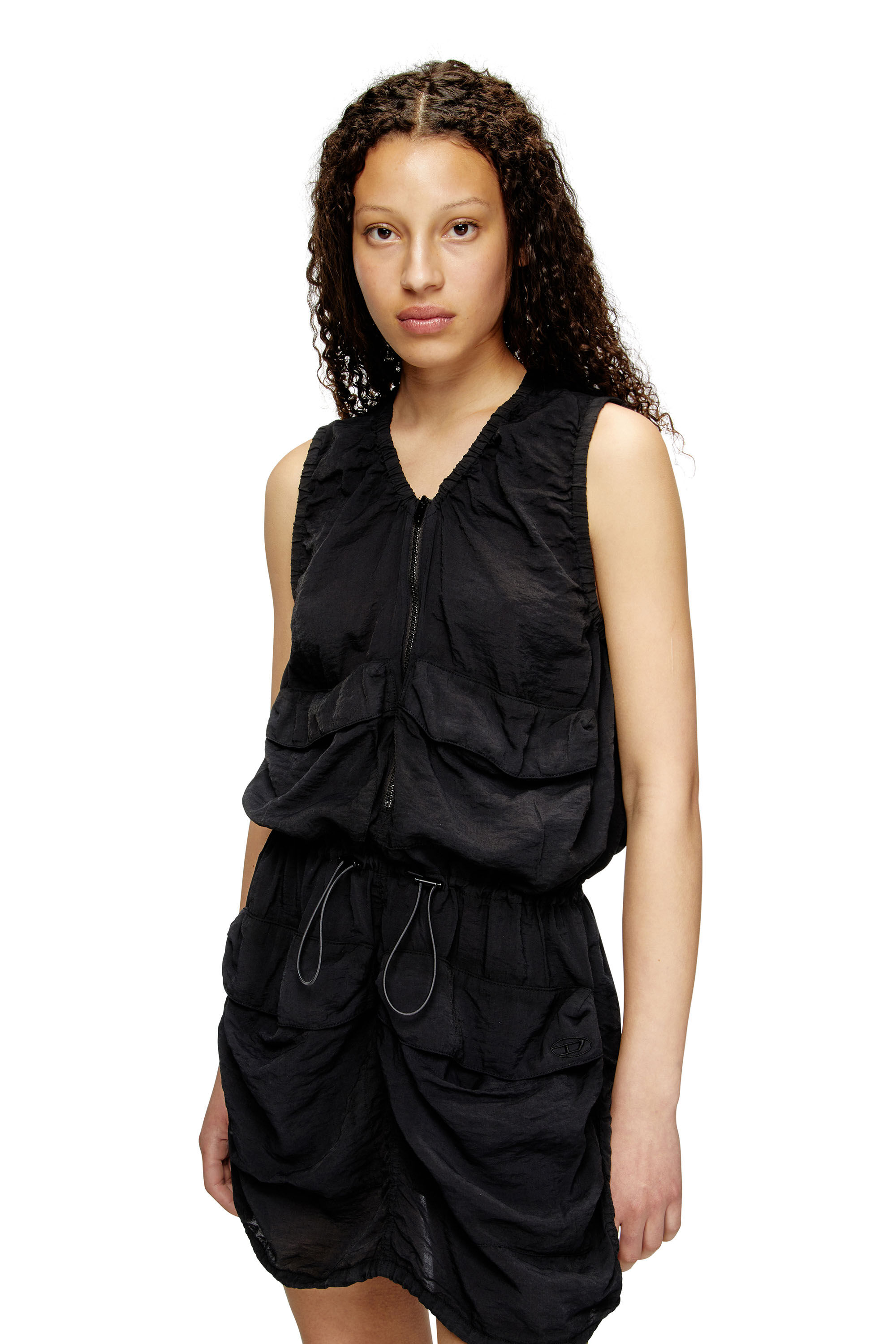 Diesel - D-RESDEN, Robe cargo en viscose et nylon traités Femme in Gris - 5