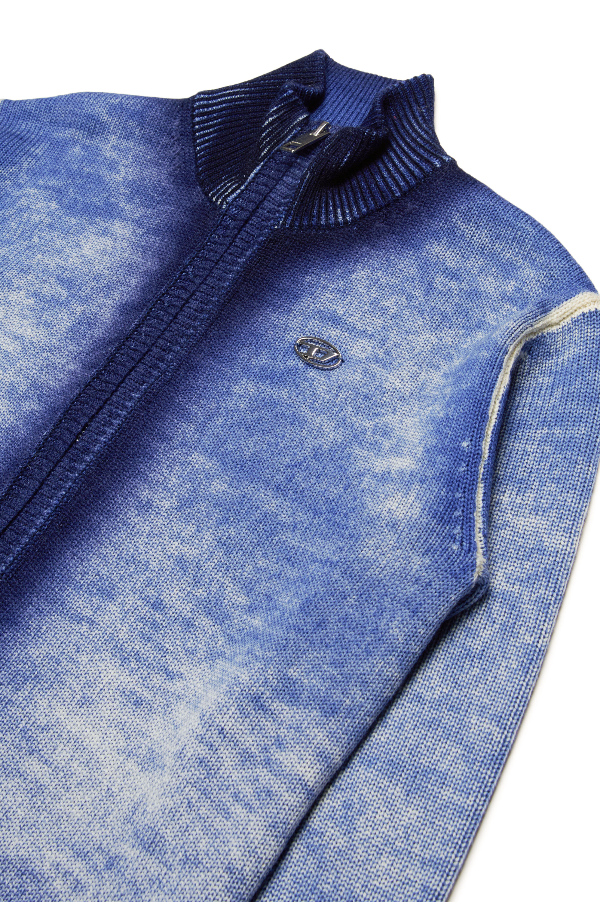 Diesel - KMILOZIP, Homme Cardigan zippé en laine traitée in Bleu - Image 3
