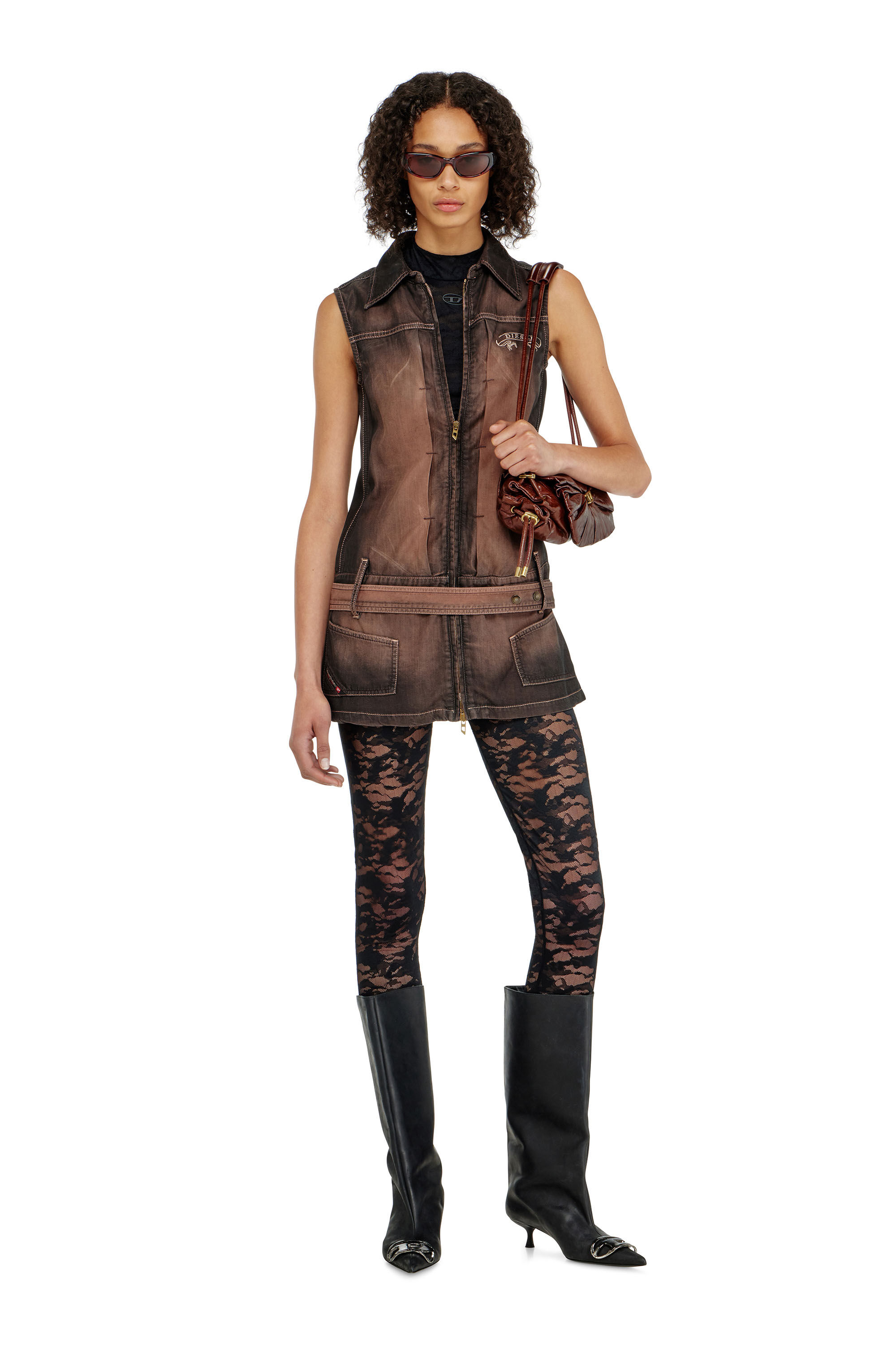 Diesel - HAYLEY-UTLT, Damen Leggings aus Nylon mit camouflage-Spitze in null - 5