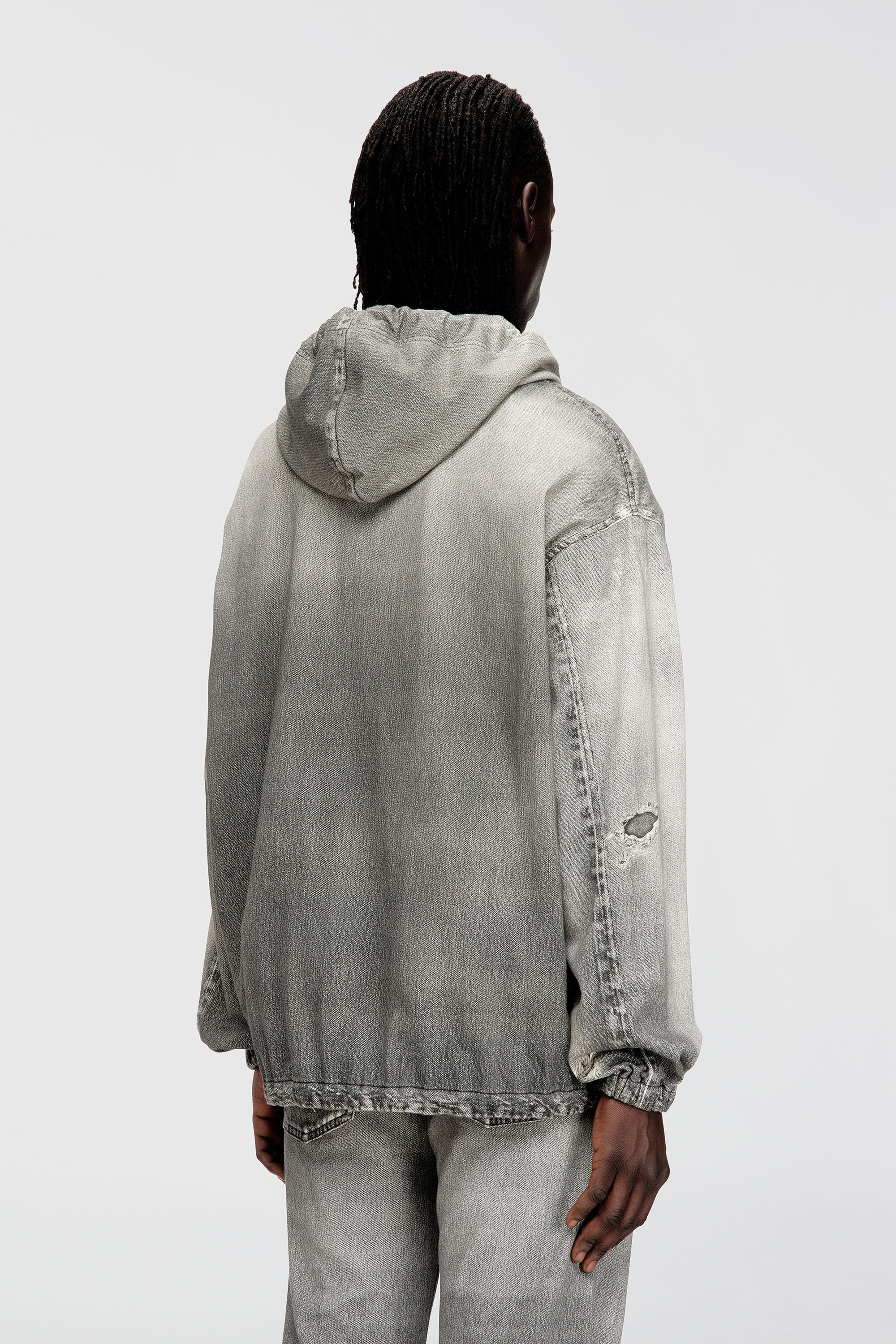Diesel - D-WYNNY JOGG, Veste &agrave; capuche en trompe-l'&oelig;il JoggJeans Homme in Gris - 4