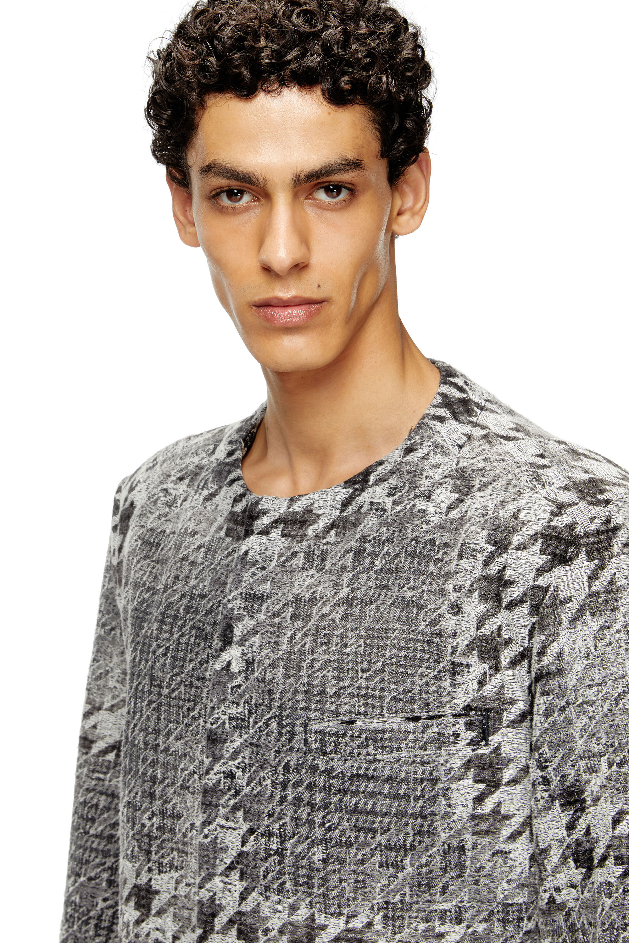 Diesel - D-LOT-FSH, Unisex Mantel aus Prince-of-Wales-Jacquard-Denim in Schwarz/Weiss - 5