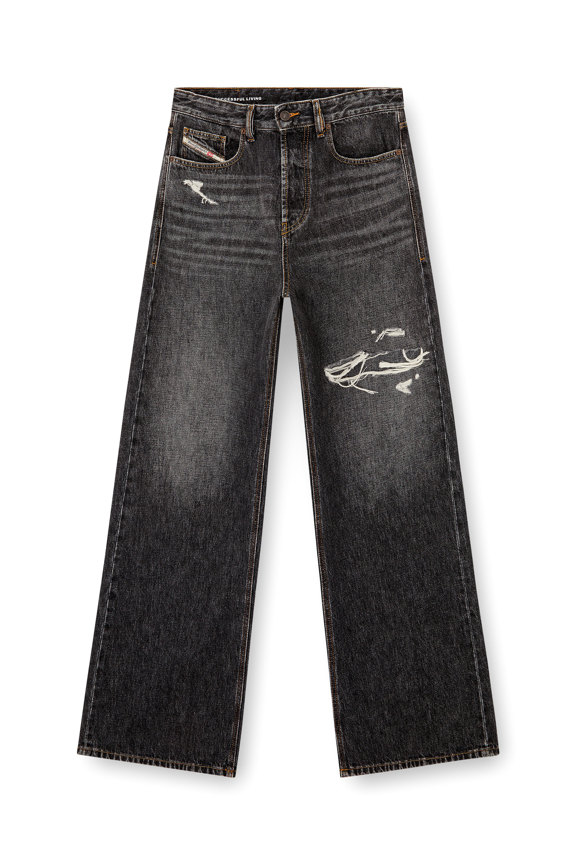Diesel - Relaxed Jeans D-Rise 007DN Uomo, Nero/Grigio scuro - Image 2
