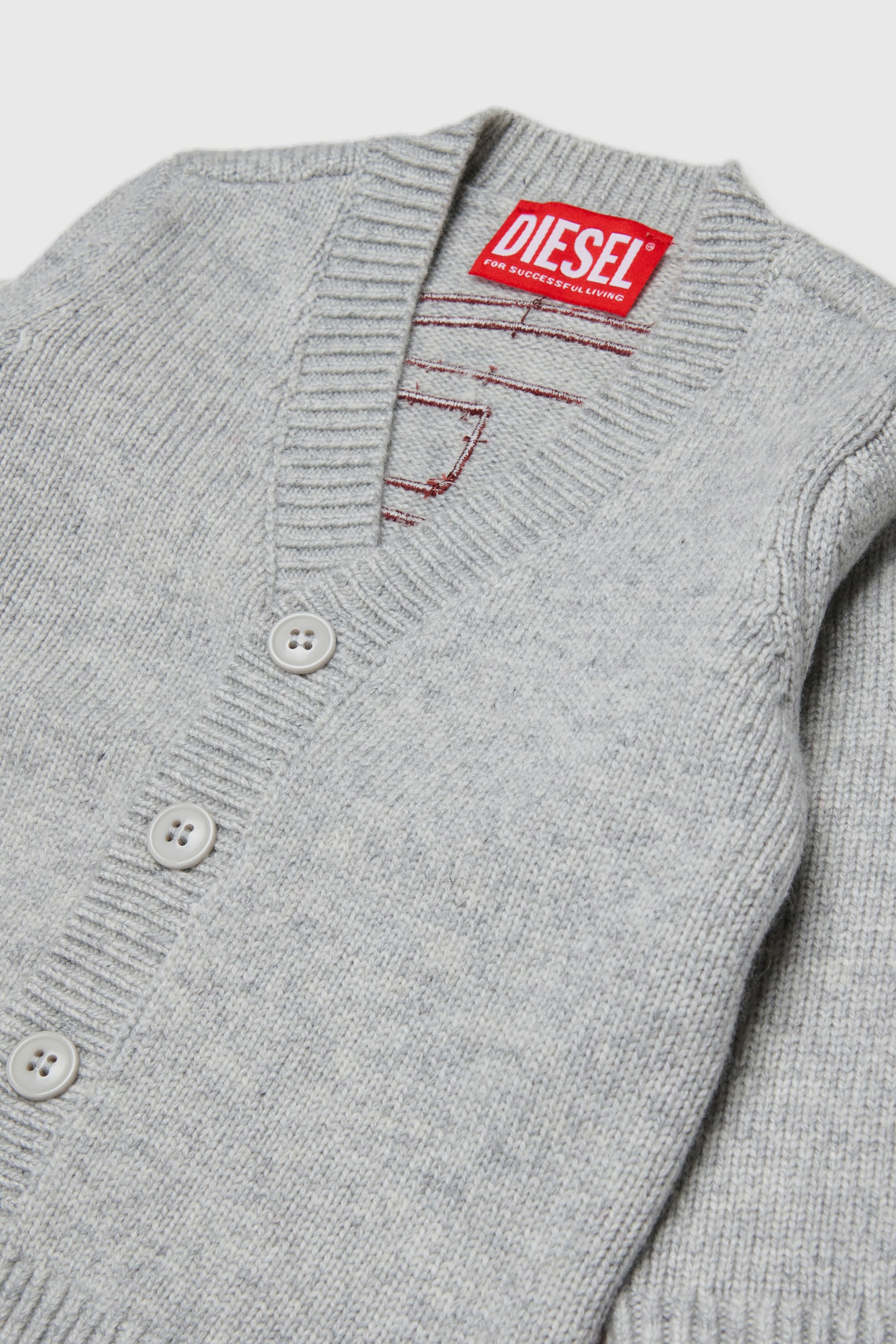 Diesel - KOLYB, Herren Cashmere-angereicherte Strickjacke mit gro&szlig;em Oval D in Grau - 3