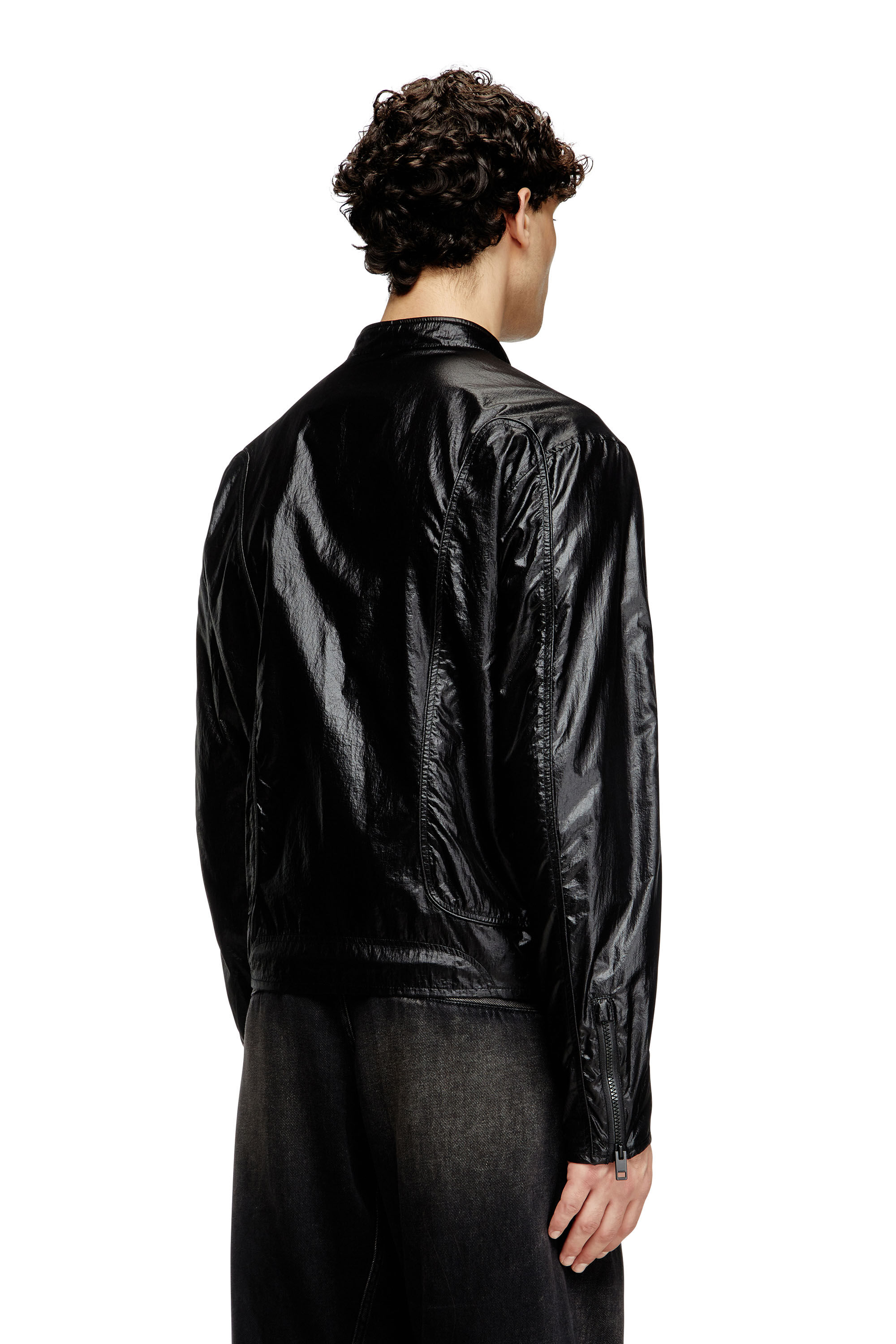 Diesel - J-CLAYS, Herren Biker-Jacke aus glänzendem Ripstop in Schwarz - 4
