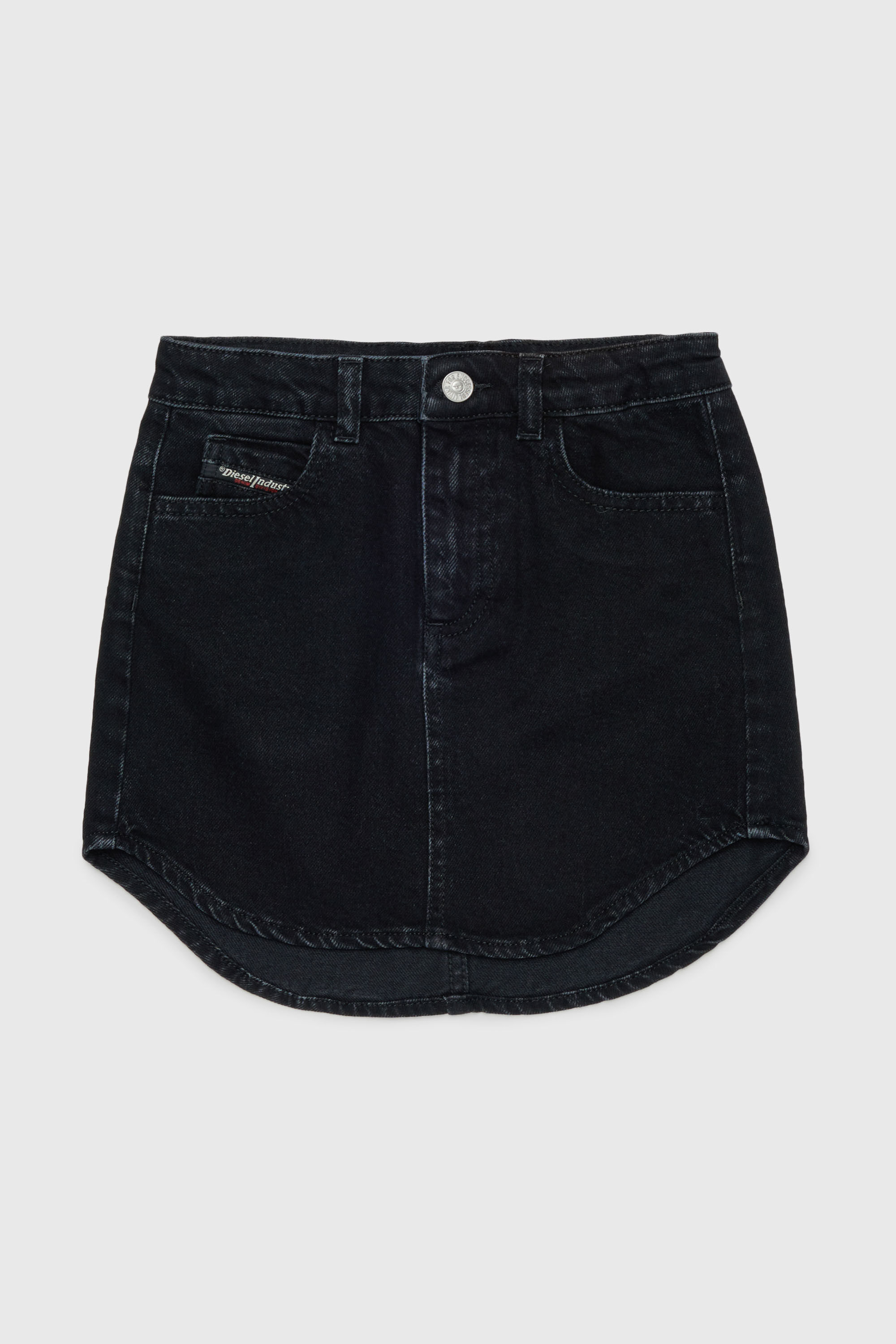 Diesel - GEARD, Minigonna in denim con orlo curvo Donna in Nero - 1