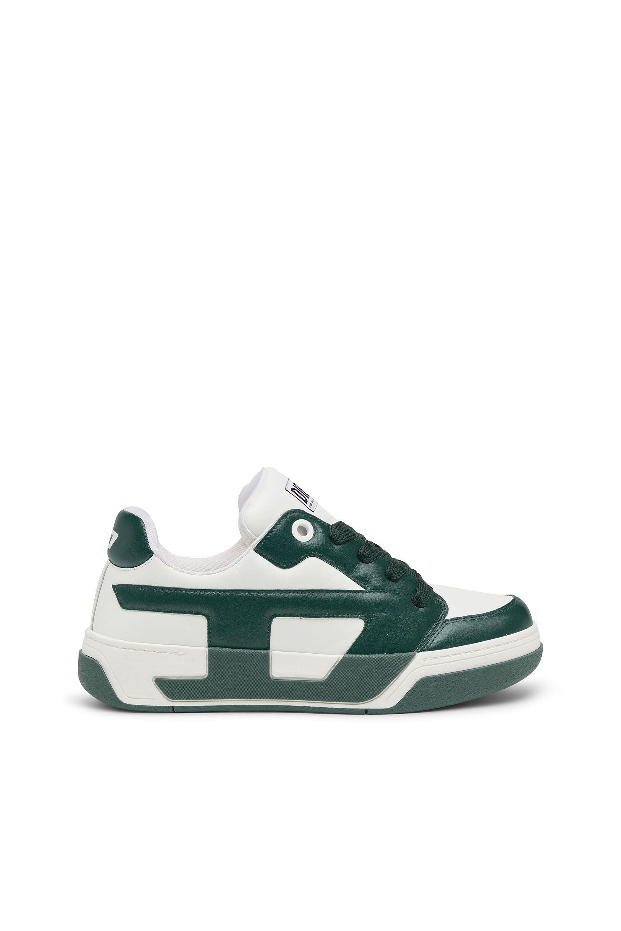 Diesel - S-D-OLLIE LOW, Herren D-Ollie-Sneakers aus Leder im Colour-Block-Design in Wei&szlig;/Gr&uuml;n - 1