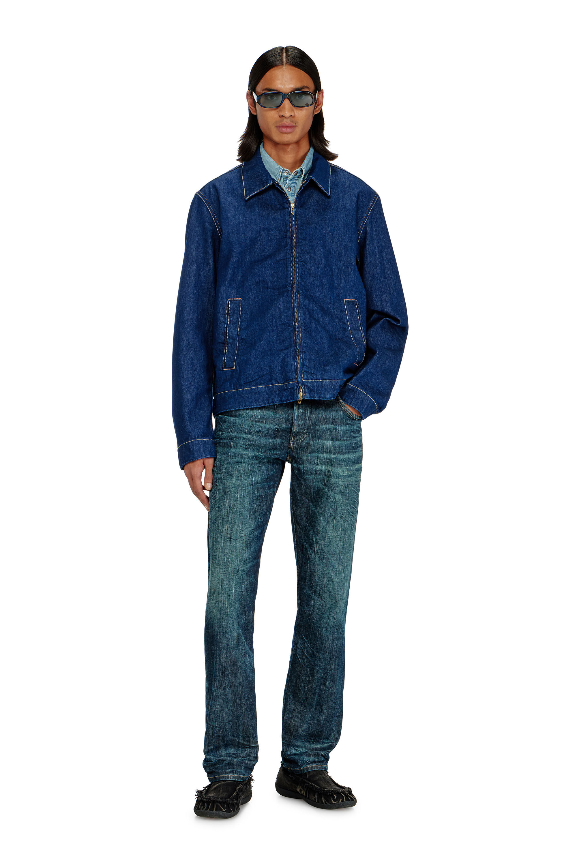 Diesel - D-ROHE, Veste coach en rinse denim Homme in Bleu - 1