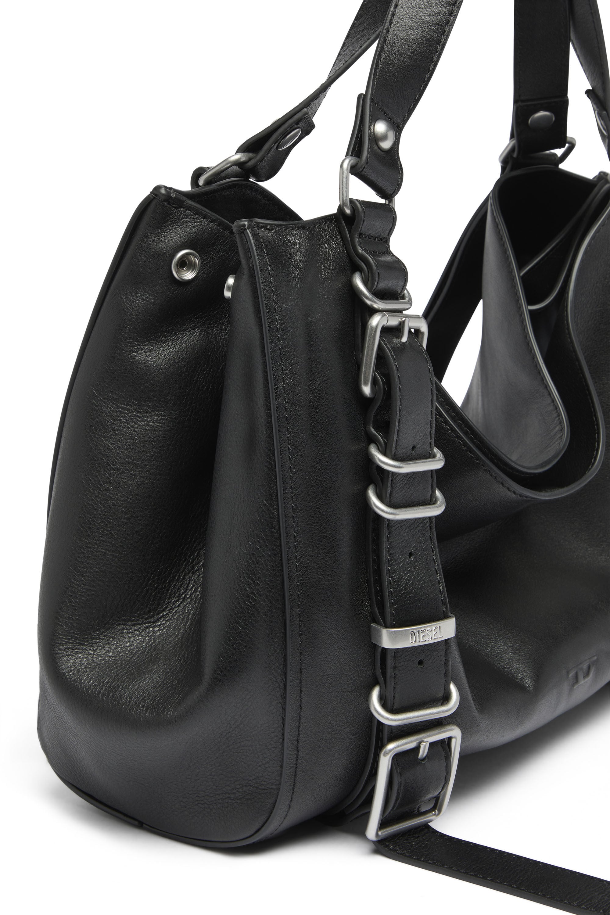 Diesel - D-ONE TOPHANDLE M, Unisex D-One-Medium Henkeltasche aus behandeltem Leder in Schwarz - 5