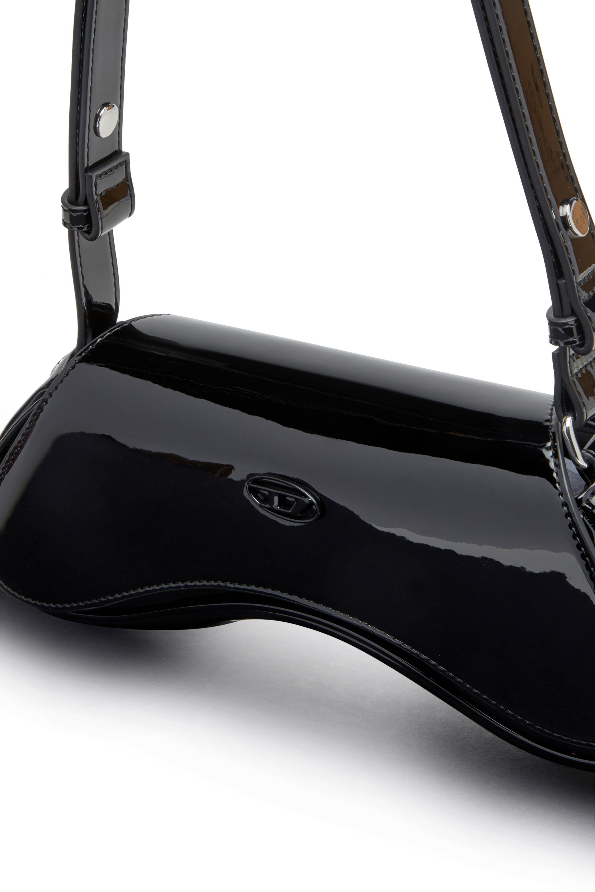 Diesel - PLAY CROSSBODY, Damen Play-Crossbody-Tasche aus gl&auml;nzendem PU in Schwarz - 6