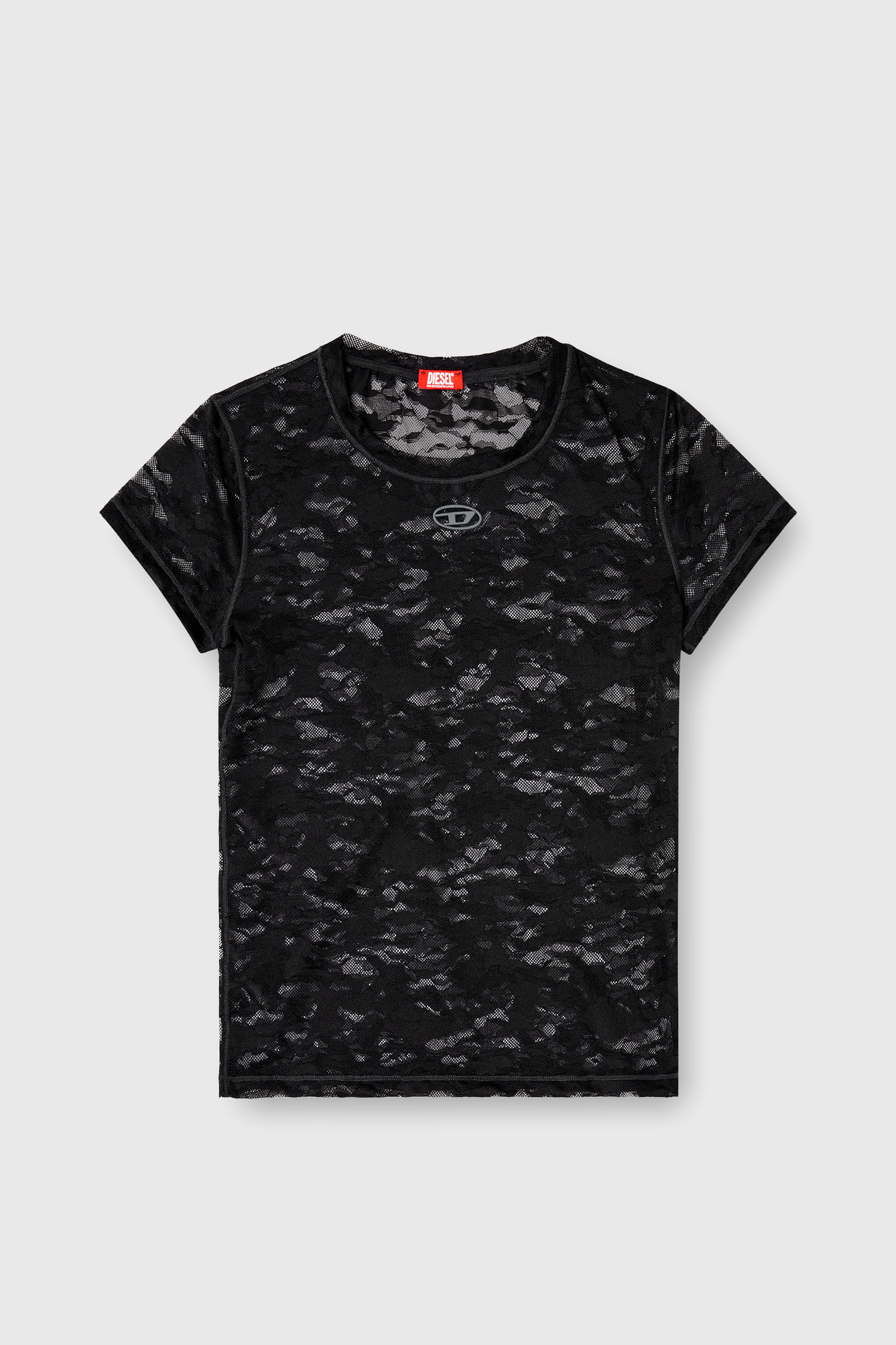 Diesel - KASIA-UTLT, T-shirt in pizzo camouflage Donna in Nero - 2