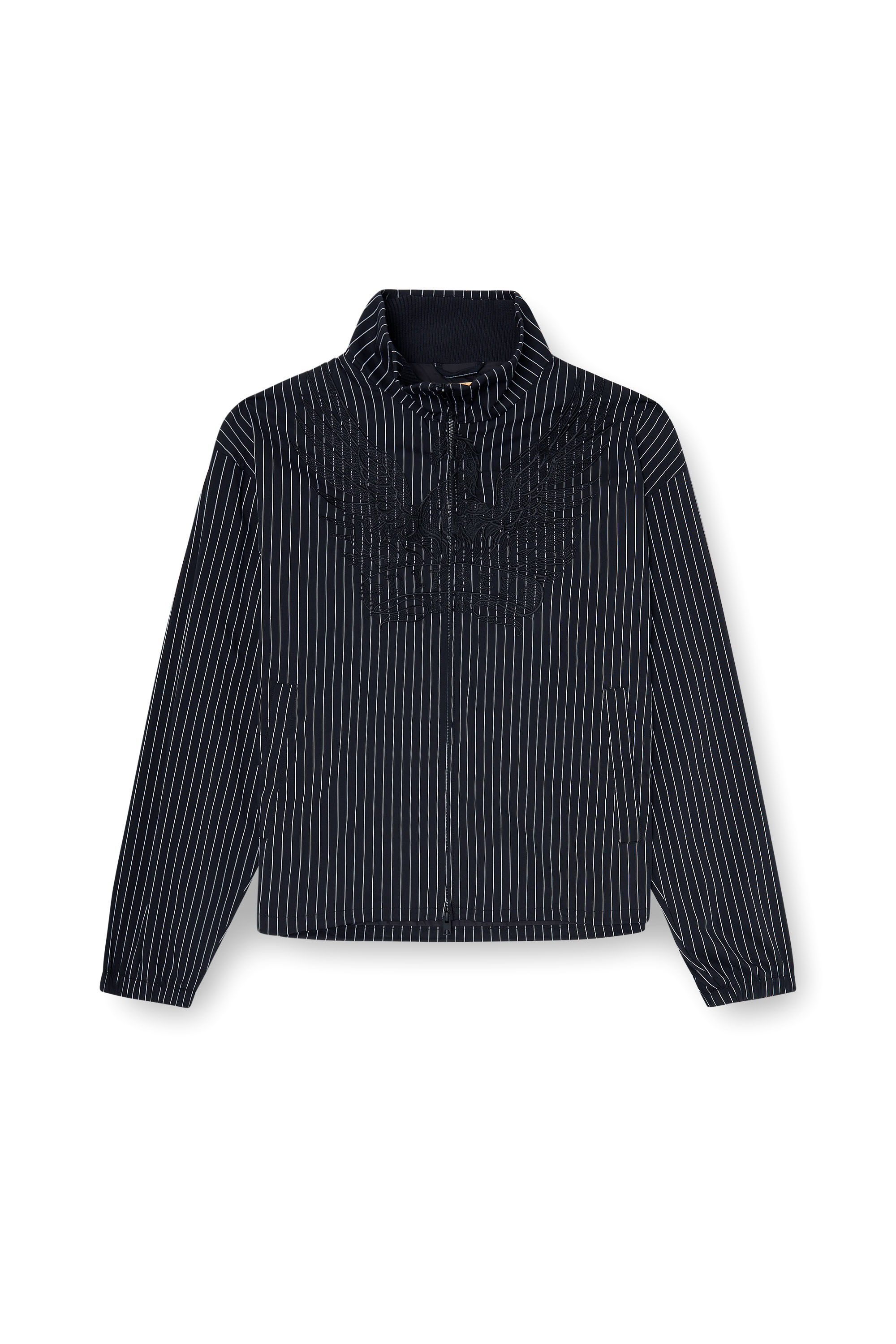 Diesel - J-CORSAR-NJCA, Veste en nylon &agrave; rayures avec broderie Phoenix Homme in Noir - 2