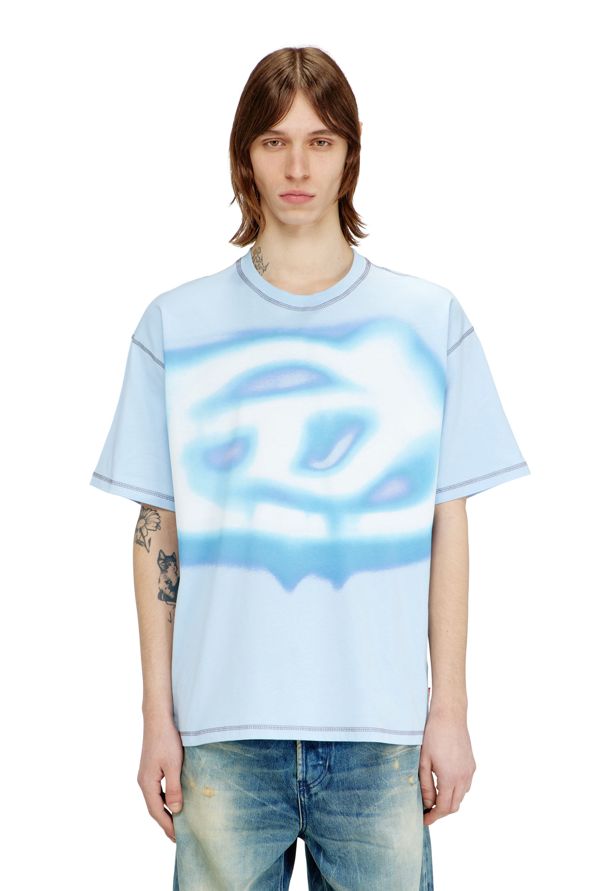 Diesel - T-BOXT-V11, T-shirt relaxed con stampa effetto acqua Uomo in Blu - 3