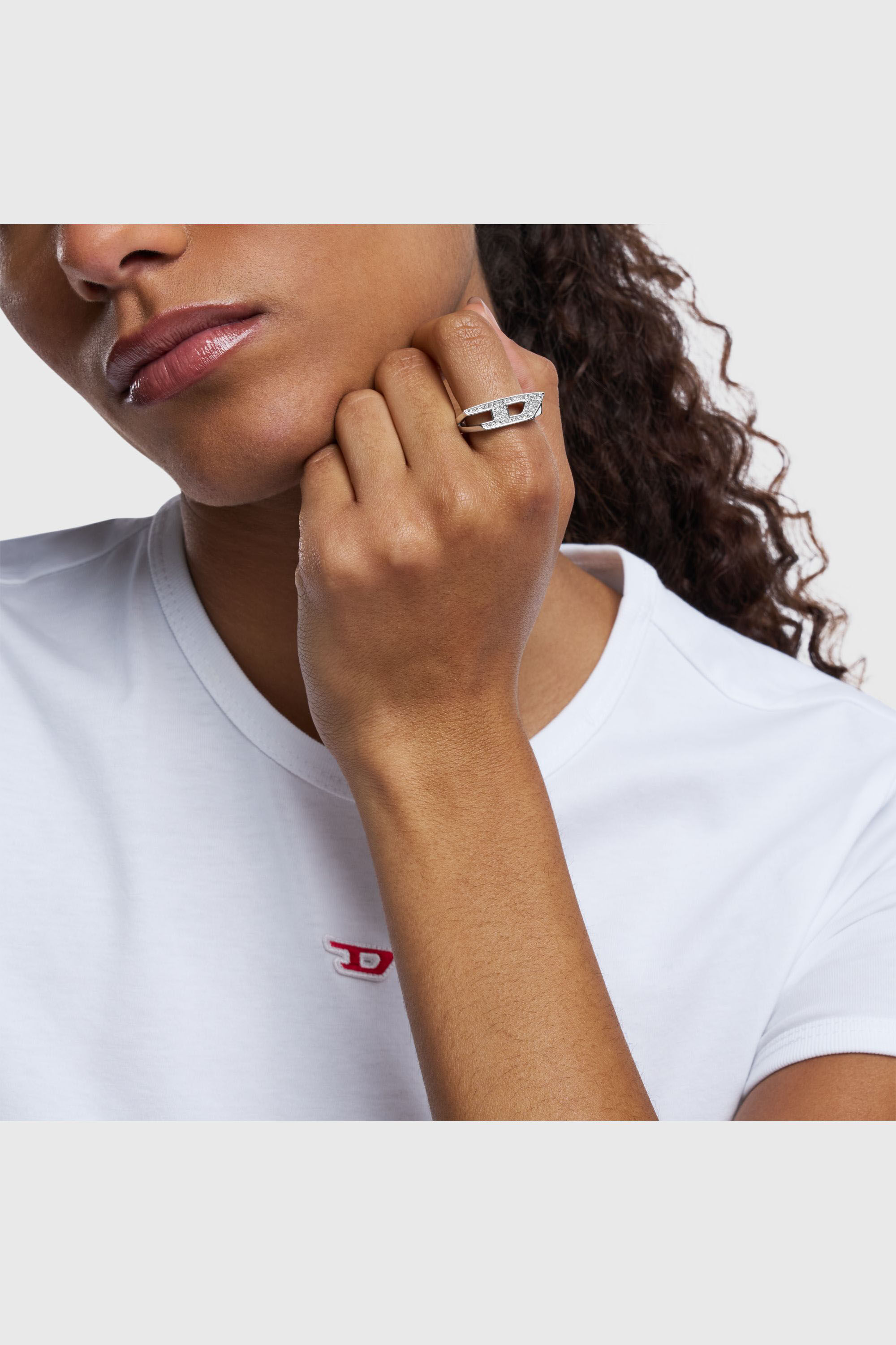 Diesel - DX1629040 JEWELLERY, Bague chevali&egrave;re scintillante en acier inoxydable Mixte in Gris argent&eacute; - 3