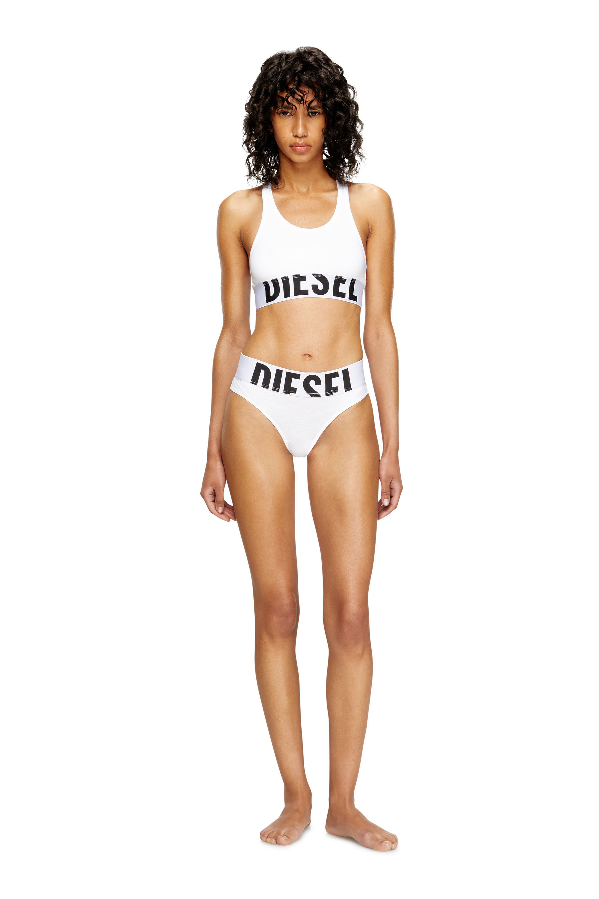 Diesel - UFSB-COTTON-RACE-BRALETTE-XL, Soutien-gorge de sport avec logo d&eacute;coup&eacute; Femme in Blanc - 1
