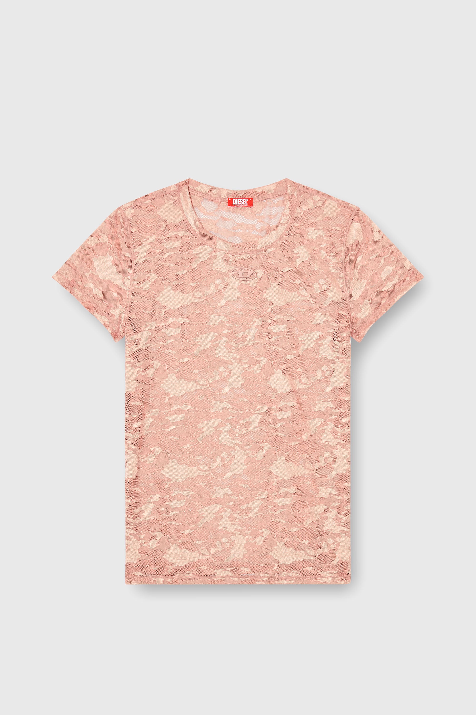 Diesel - KASIA-UTLT, Damen T-Shirt mit Camouflage-Spitze in Fleischfarben - 2