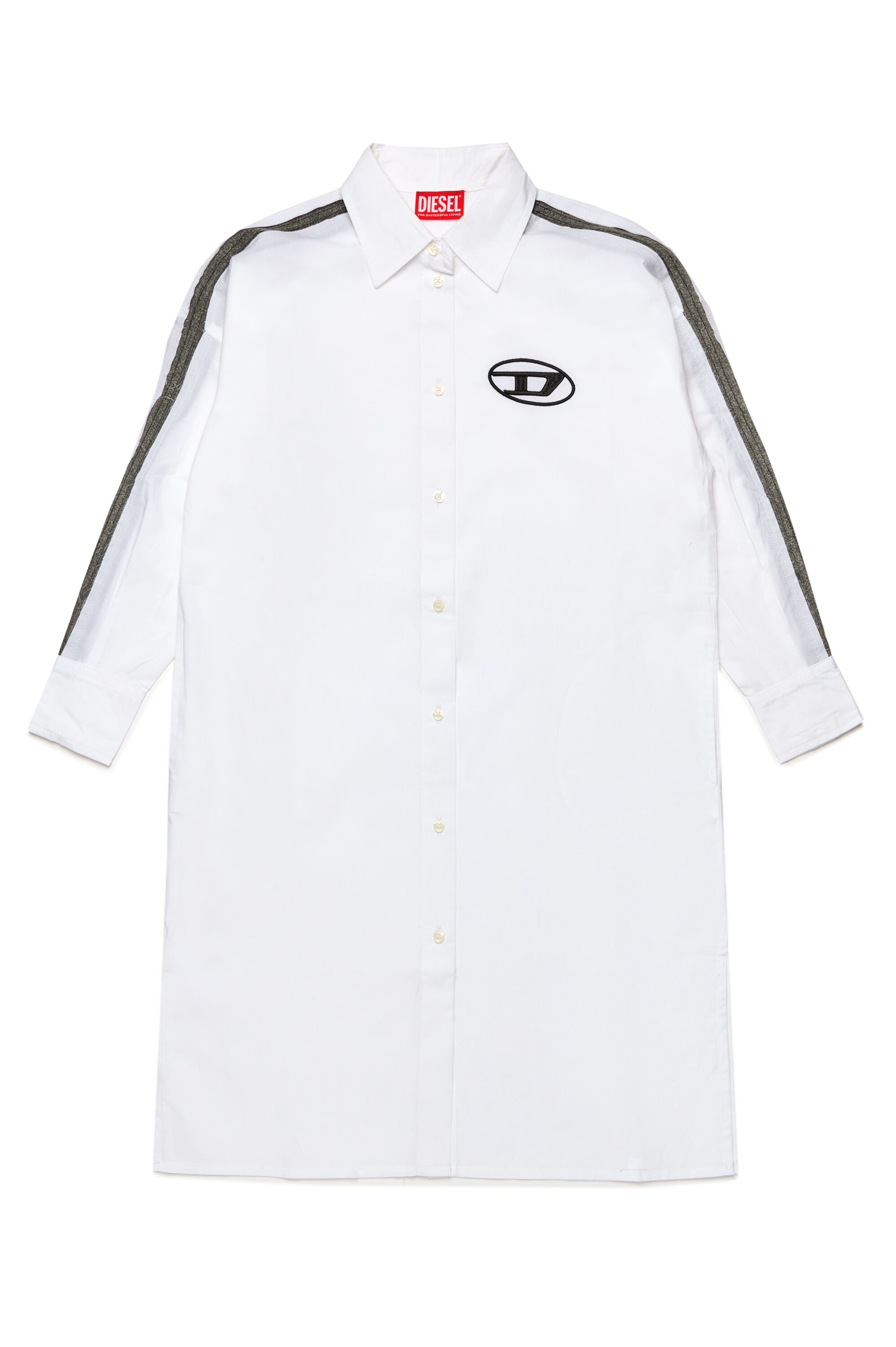 Diesel - DLUN, Femme Robe chemise avec bandes en denim in Blanc - Image 1