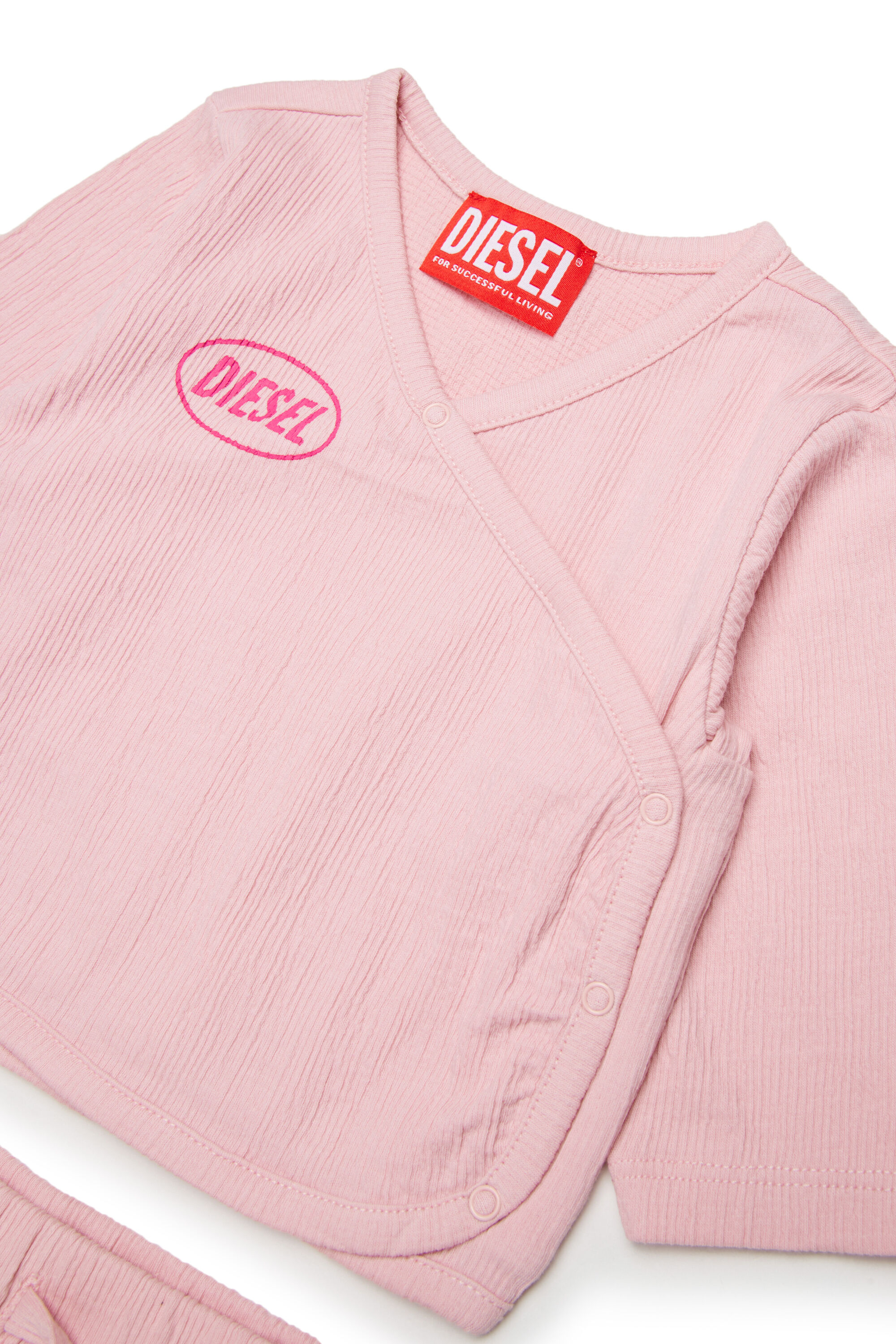 Diesel - STSIDE-NB-SET, Ensemble combinaison en coton textur&eacute; Mixte in Rose - 3